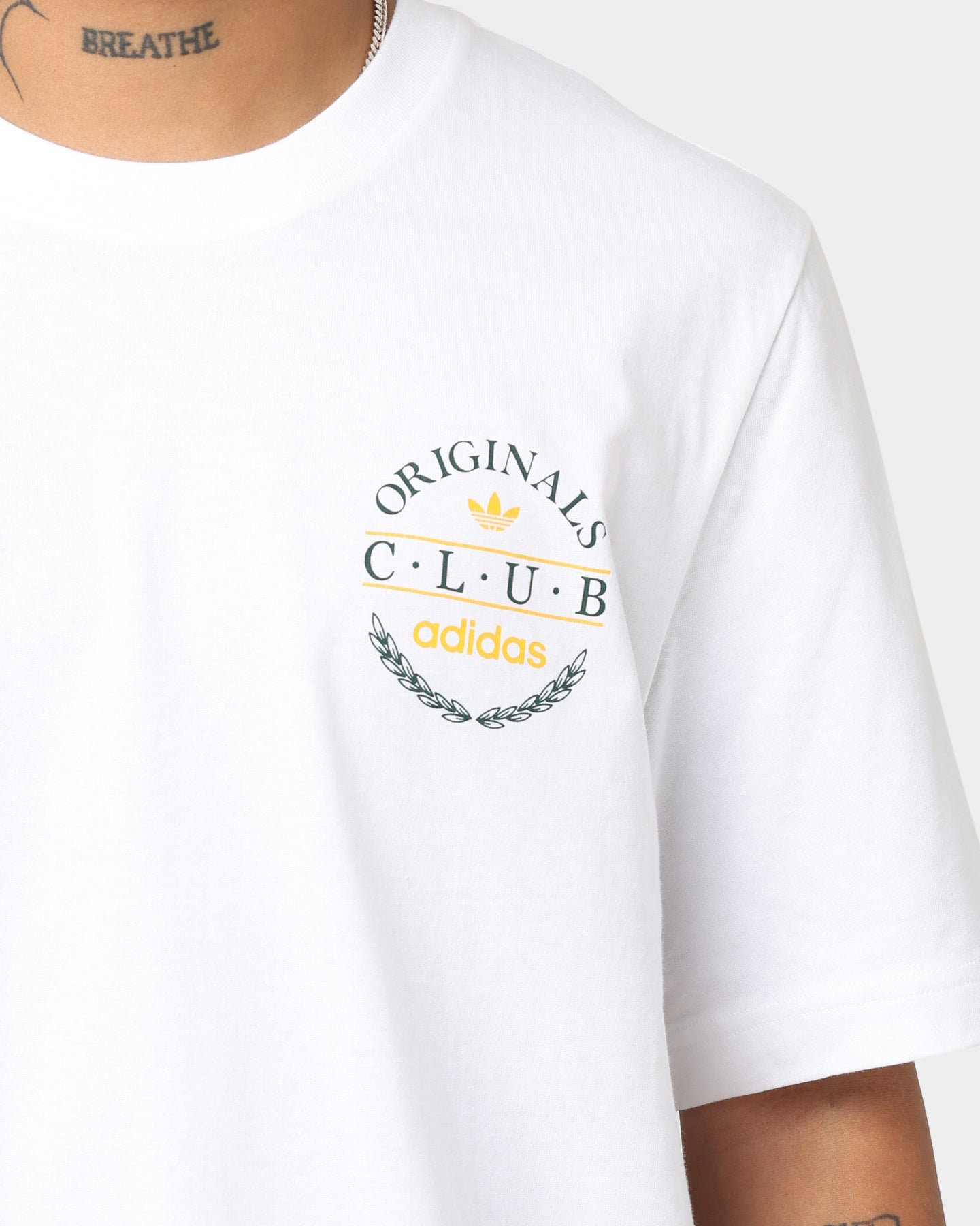 Adidas Club Logo T-Shirt for Men - Classic White Cotton Crew Neck Tee - Perfect for Gym, Casual Wear & Street Style Outfits