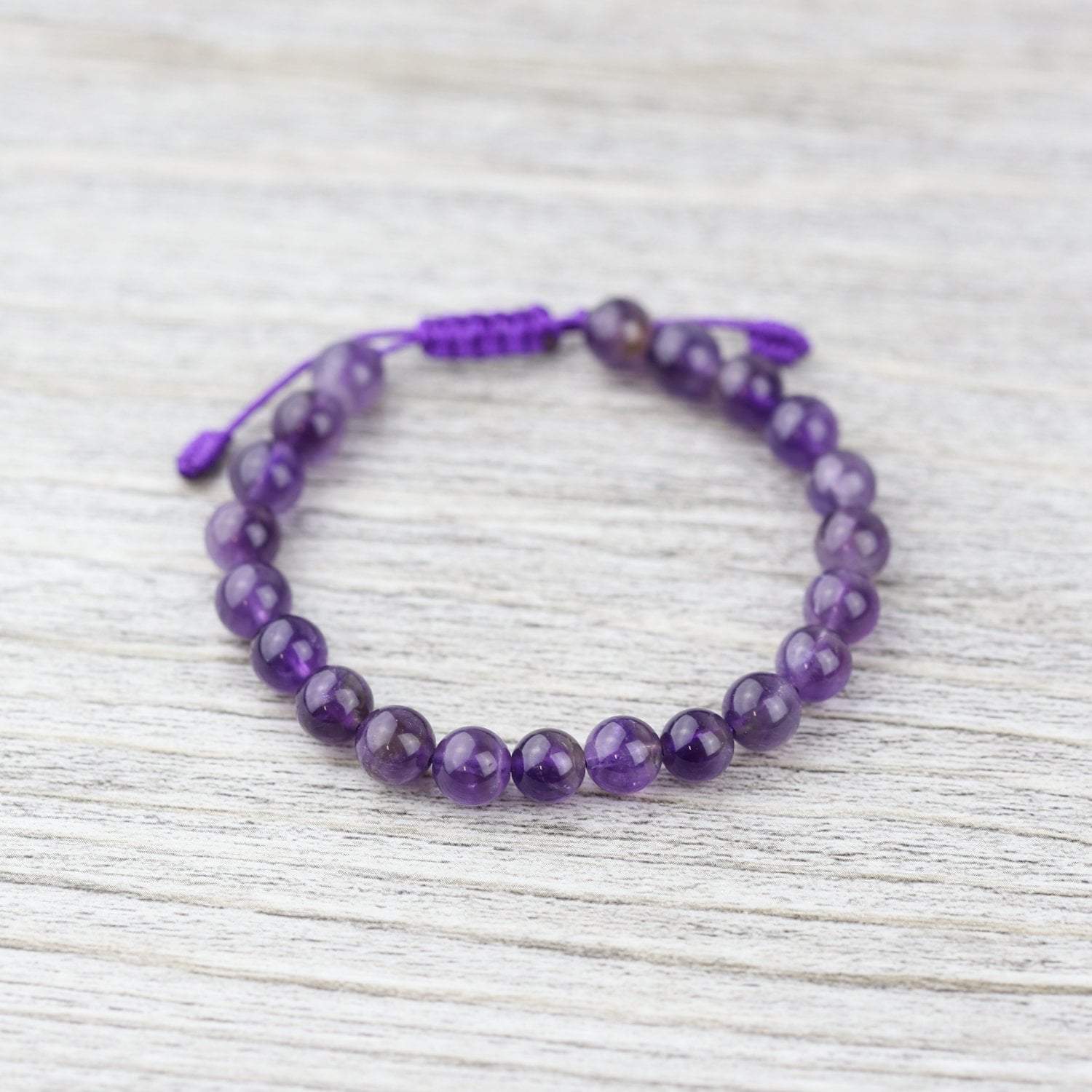 Natural Amethyst Wrist Mala Beads Bracelet - Healing Crystal Meditation Jewelry for Women & Men | Perfect for Yoga, Mindfulness & Spiritual Practice