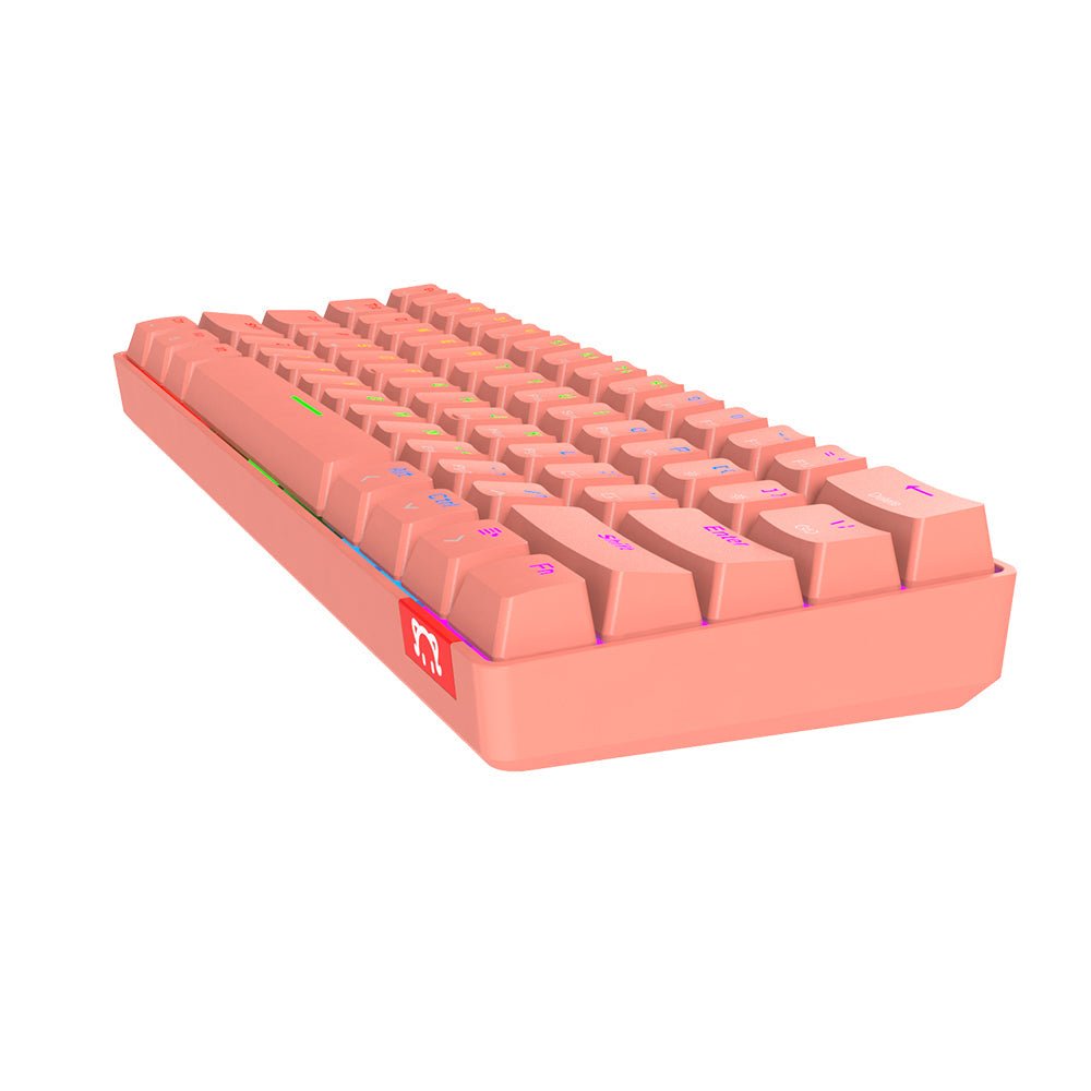 Ajazz STK61 Pink RGB Mechanical Gaming Keyboard with Red Switches - Perfect for Typing, Gaming & Office Work