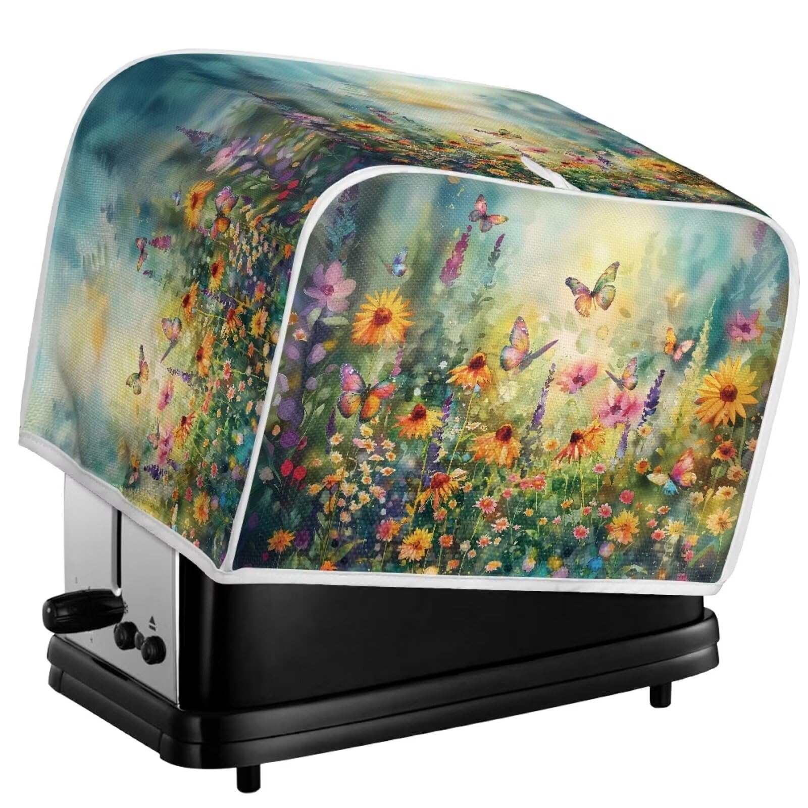 Vibrant Floral Print Quilted Toaster Cover - Stylish & Durable 2-Slice Toaster Oven Cover for Kitchen Small Appliances - Perfect for Bread Makers, Toasters & Countertop Protection