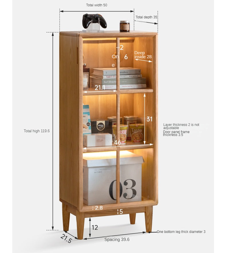 Solid Oak Wood Bookcase with Glass Doors - Stylish Storage for Books, Decor & Collectibles | Perfect for Living Room, Office & Library