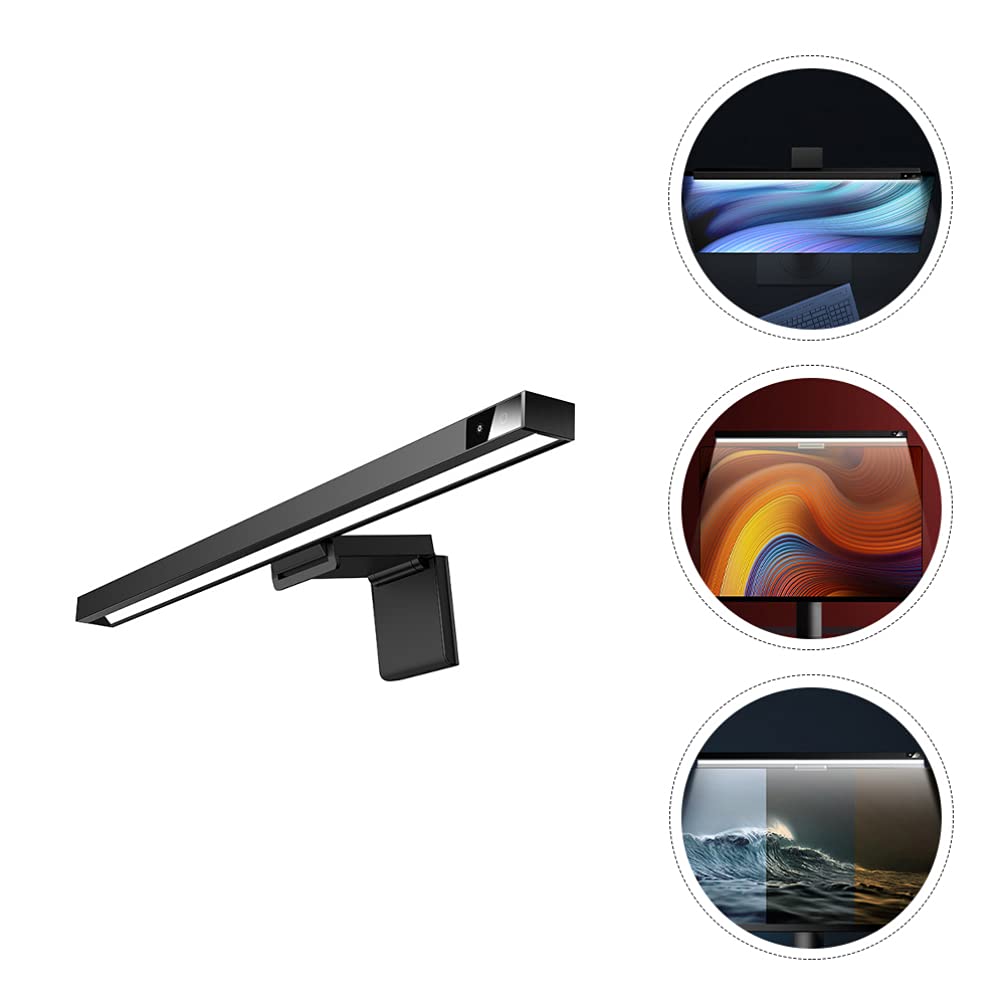 SOLUSTRE Desktop Computer Monitor Lamp - LED Eye-Caring Task Light Bar for PC, Laptop, and E-Reading - Black Office Lamp for Screen Lighting and Workspace Illumination