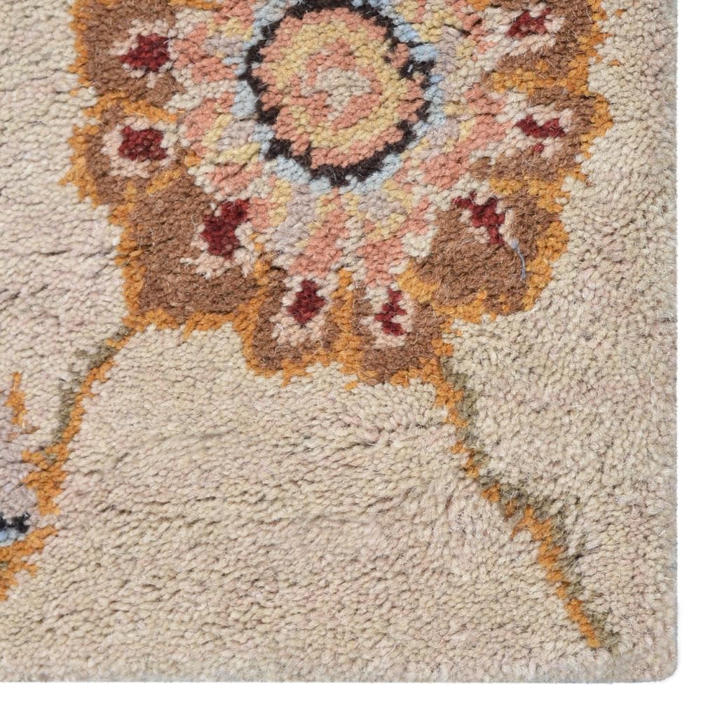 Hand Tufted Eco-Friendly Wool Area Rugs 8'x11' - Modern Floral Cream Rectangle High Pile Thick Non-Slip Handmade Rug for Living Room, Bedroom, Dining Room & Office | Soft & Durable Home Decor (K00708)