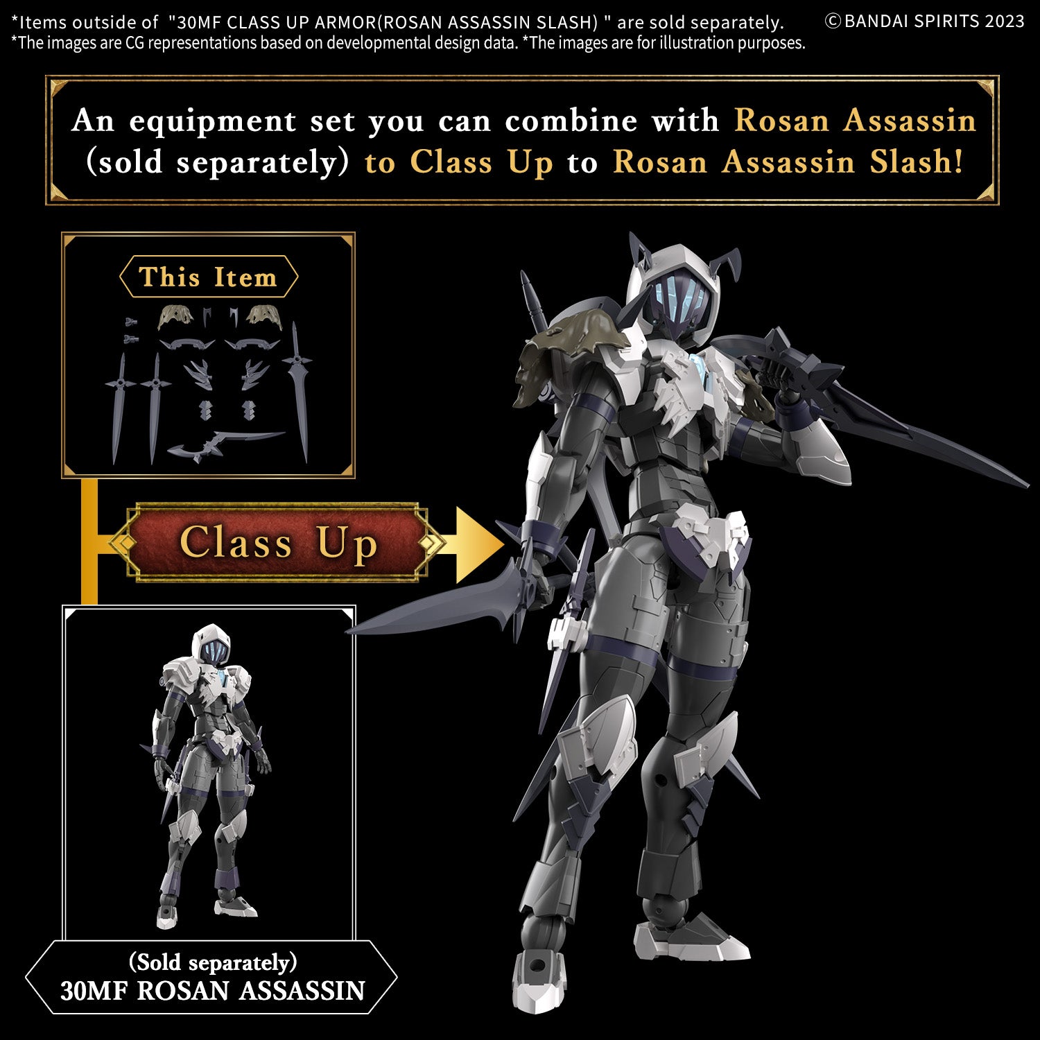 Bandai 30 Minutes Fantasy 30MF A12 1/144 Class Up Armor Rosan Assassin Slash Model Kit - Anime Action Figure for Collectors & Hobbyists | Perfect for Display, Customization & Tabletop Gaming