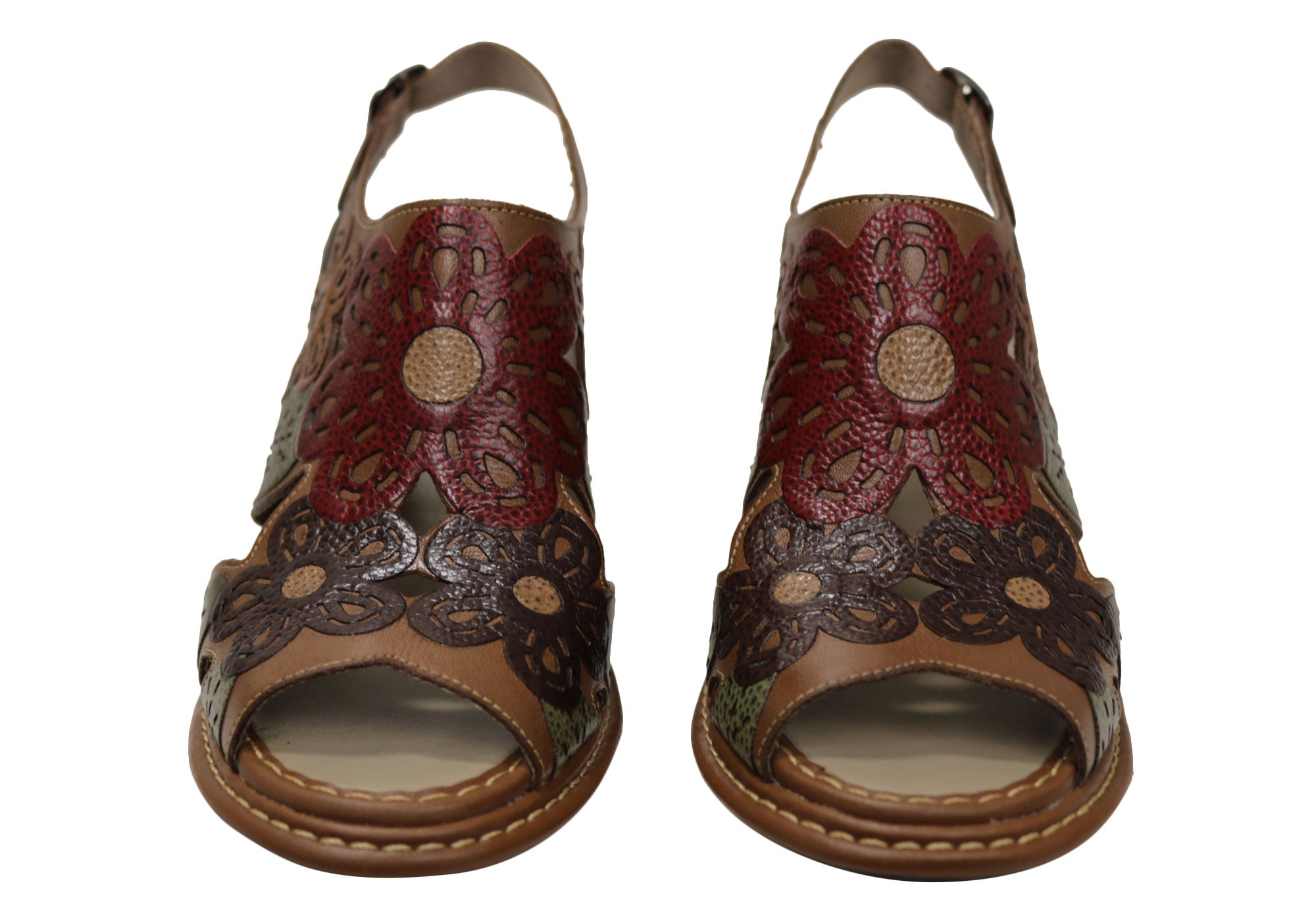 J Gean Queen Women's Comfortable Leather Heel Sandals - Handmade in Brazil - Perfect for Weddings, Parties & Office Wear
