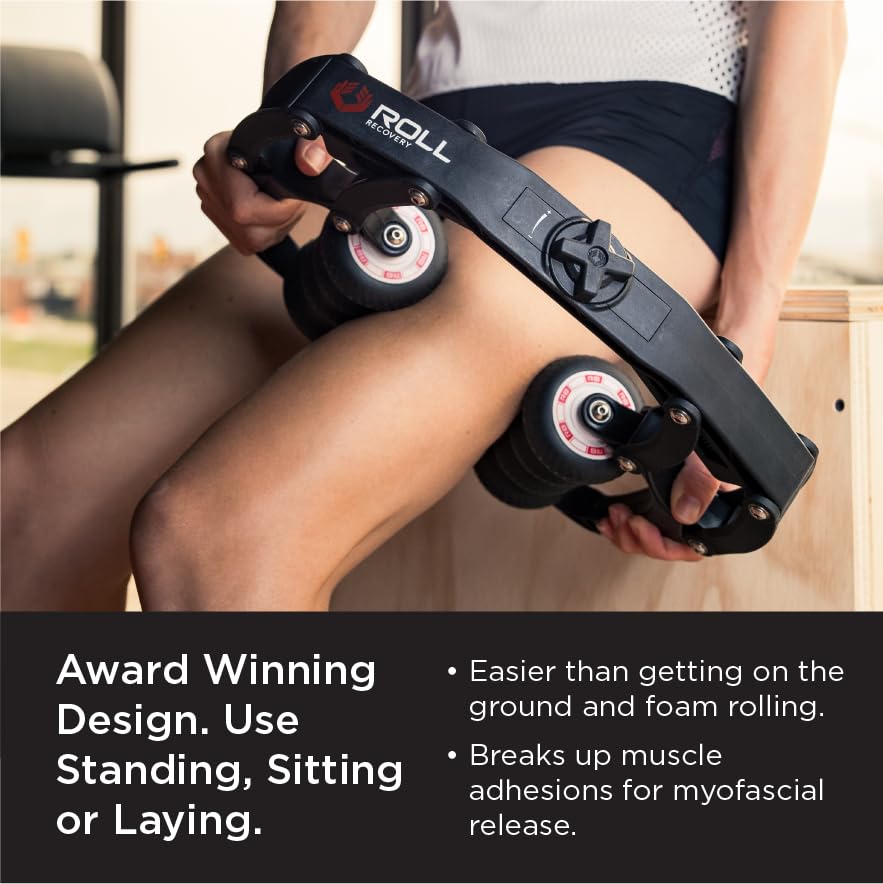 ROLL Recovery R8 Plus Deep Tissue Massage Roller (Carbon Black) - Portable Muscle Therapy Tool for Athletes, Runners & Fitness Enthusiasts - Relieves Soreness & Improves Recovery