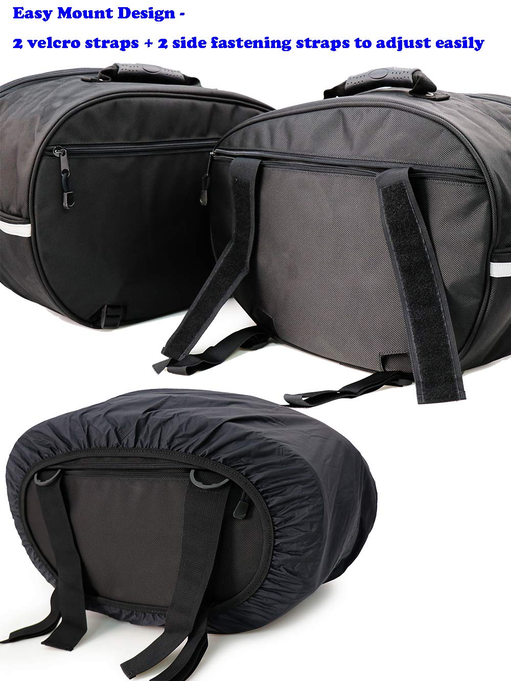 Premium 2-Piece Motorcycle Saddle Bags - Waterproof Expandable Panniers for Street & Sport Bikes | Durable Side Luggage for Commuting, Touring & Road Trips | NMO-8209