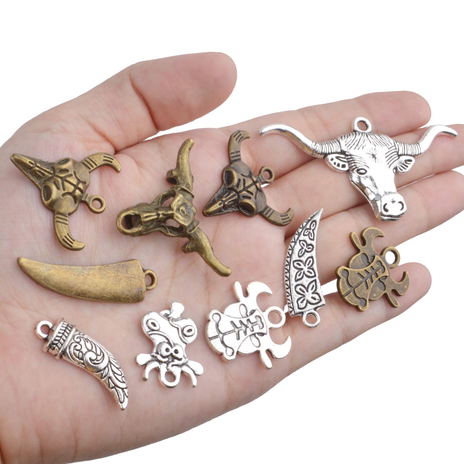 100g (40-60pcs) Mixed Cow Charms - Alloy Cattle Pendant Charms for Jewelry Making - Vintage Style DIY Bracelet & Necklace Craft Supplies - Perfect for Western, Farm, and Country Themed Jewelry Creations
