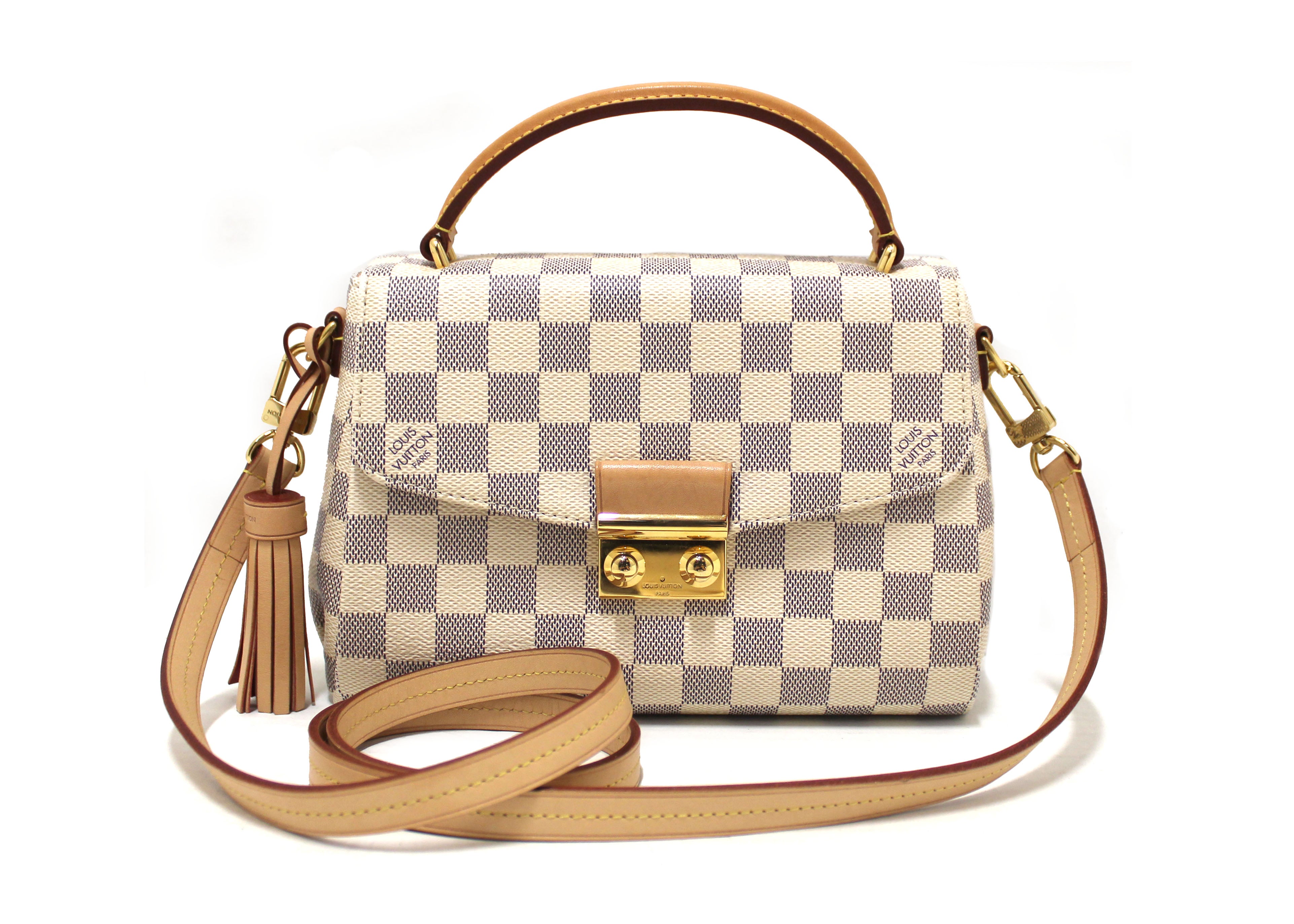Authentic Louis Vuitton Damier Azur Croisette Handbag & Messenger Bag - Luxury Crossbody Purse for Women, Fashionable Shoulder Bag for Work, Travel & Everyday Use