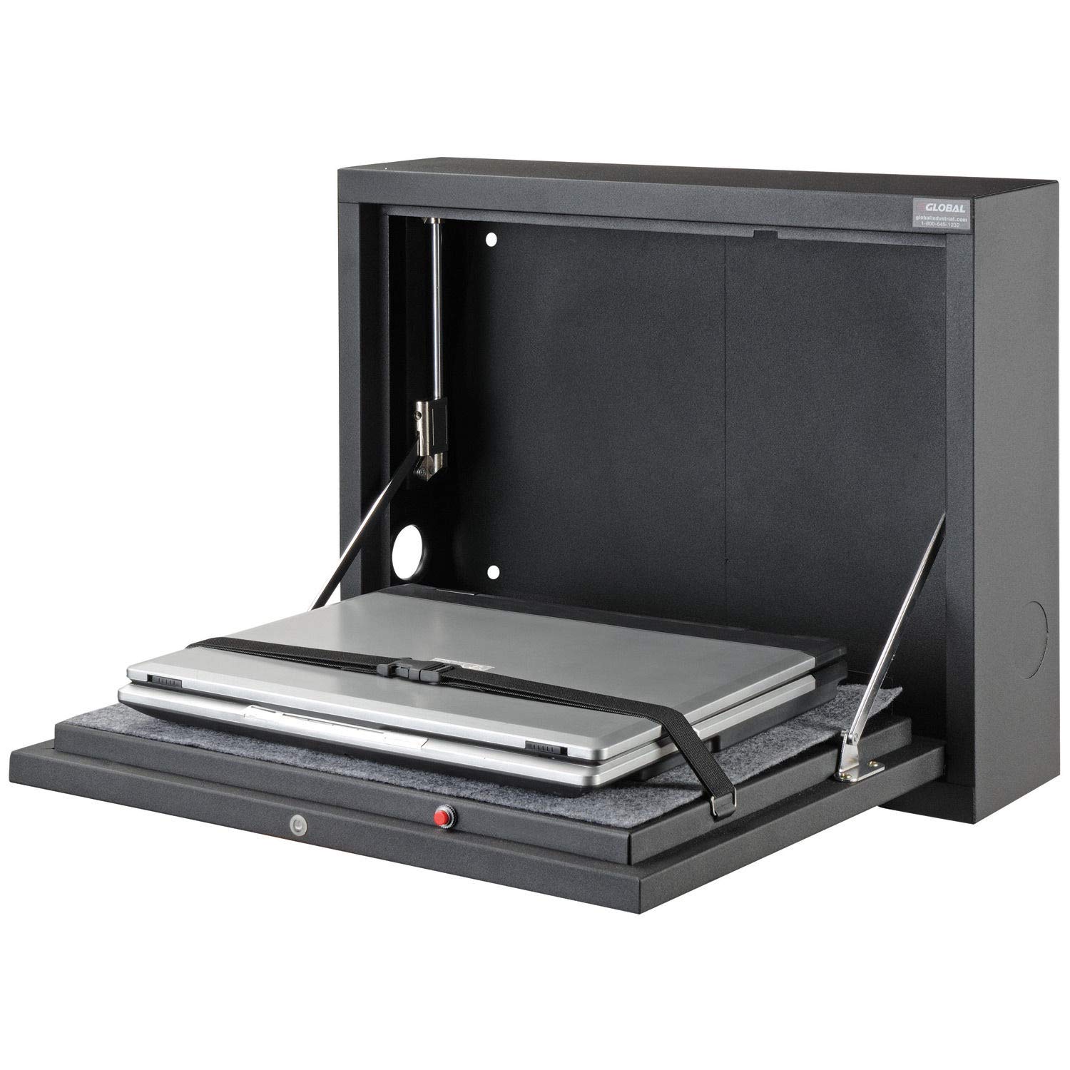 Wall Mount Laptop Security Cabinet - Heavy Duty Lockable Storage for Office & Home - Charcoal Black | Protects Computers, Tablets & Valuables from Theft
