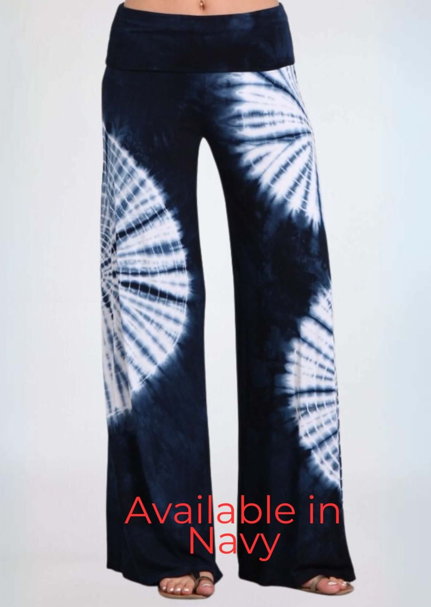 Stylish Fuchsia Tie-Dye Palazzo Pants for Women - Comfortable & Trendy USA-Made Wide Leg Lounge Pants - Perfect for Yoga, Beach, and Casual Wear
