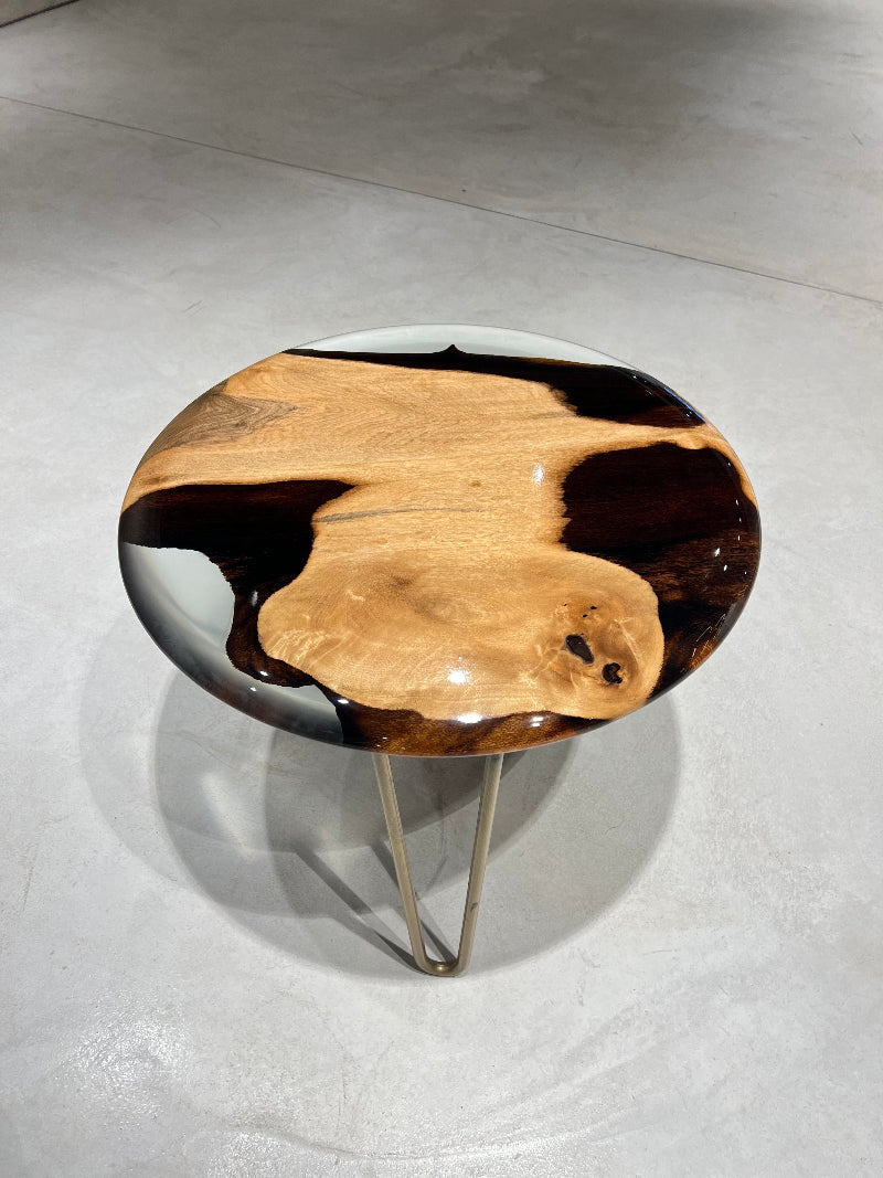 Round Side End Accent Table with Rounded Edge - Osso Collection | Modern Living Room & Bedroom Decor | Small Space Furniture for Apartments & Dorms