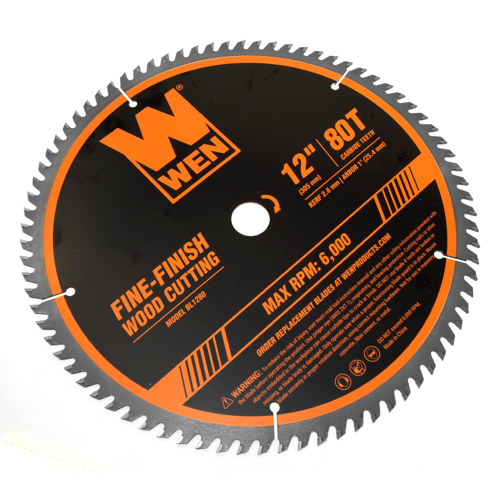 WEN BL1232 12-Inch 32-Tooth & 80-Tooth Carbide-Tipped Woodworking Saw Blade Set (2-Pack) - Perfect for Table Saws, Miter Saws & Circular Saws