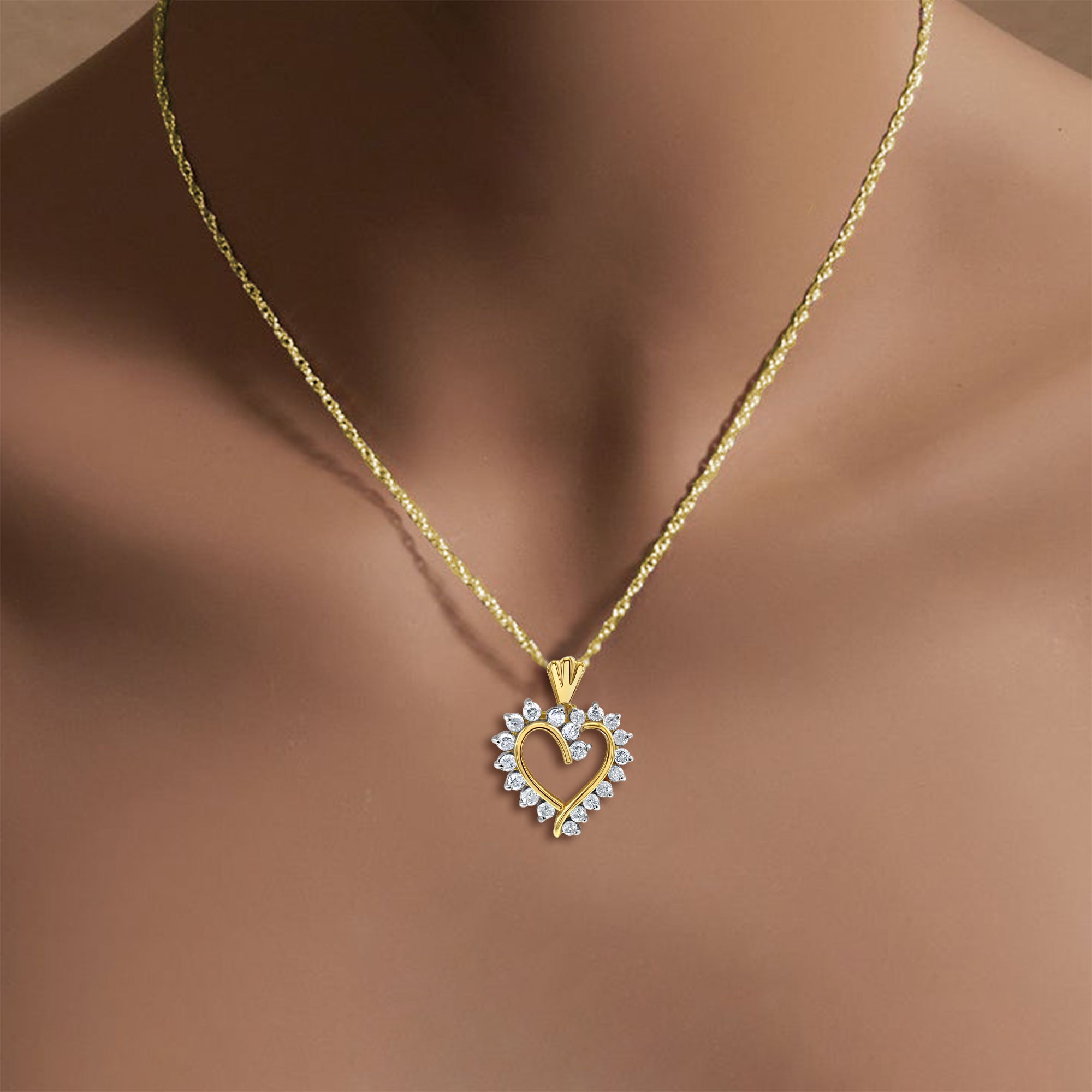 1.33cttw Diamond Heart Pendant Necklace in 14K Yellow Gold - Perfect for Valentine's Day, Anniversary & Romantic Gifts