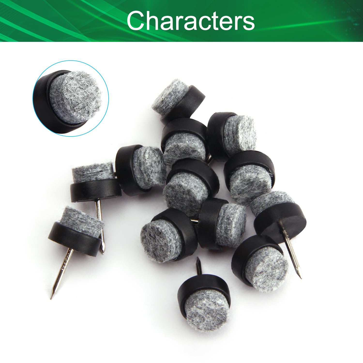 Yinpecly Round Felt Furniture Pads - 46PCS Black Chair & Table Leg Protectors (14x9mm DxCap Height) - Prevent Floor Scratches & Reduce Noise for Hardwood Floors, Tiles & Laminate