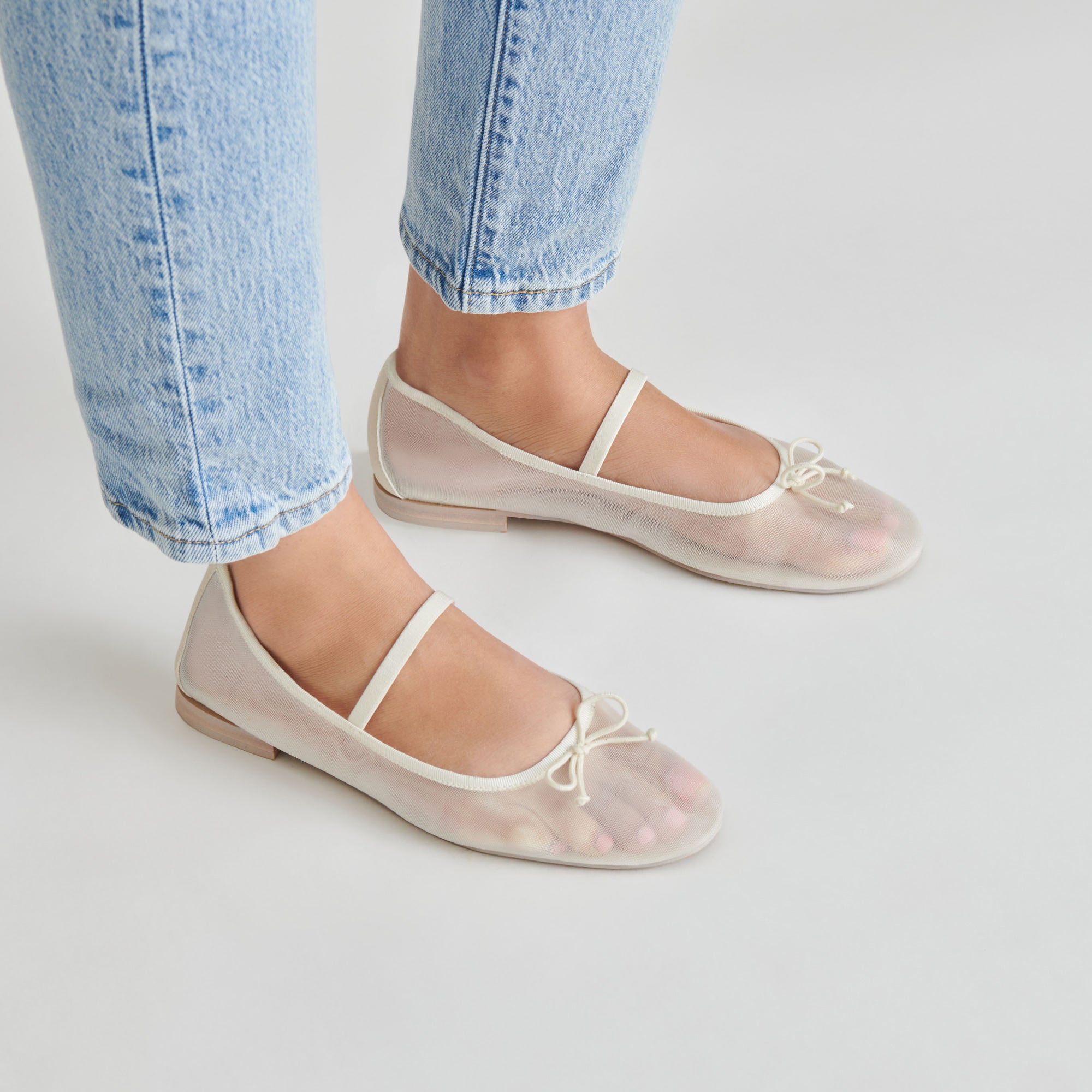 Cadel Women's Ballet Flats - Ivory Mesh Comfortable Slip-On Shoes for Casual Wear, Office & Dancing | Lightweight & Breathable Design