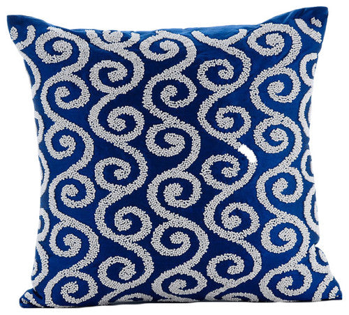 Royal Blue Art Silk Decorative Euro Sham Pillow Cover - Luxury Bedding Accent for Home Decor, Living Room & Bedroom