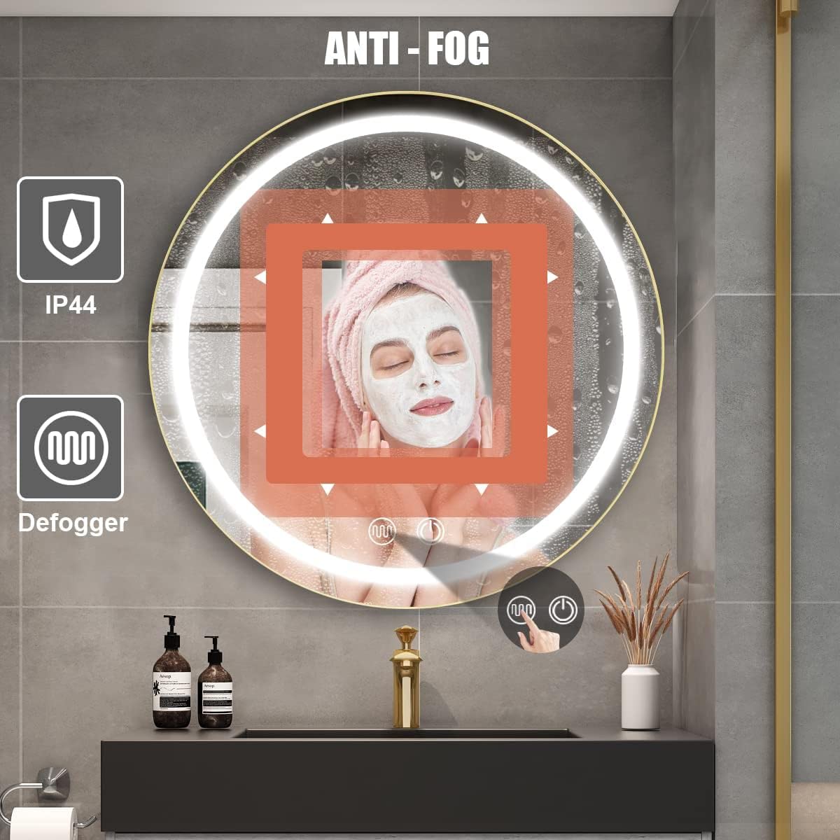 26 Inch Round LED Medicine Cabinet with Lights & Defogger - Dimmable Anti-Fog Bathroom Mirror with 3 Color Options, Surface Mount Only - Perfect for Modern Bathrooms, Vanities & Spa-Like Spaces