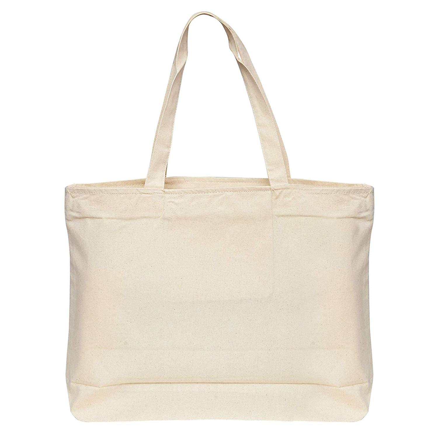 TBF Heavy Duty Canvas Large Tote Bag with Zipper Closure - Waterproof Beach Bag, Grocery Shopping Tote & Travel Carryall for Women & Men | Perfect for Work, Gym, Picnic & Weekend Getaways