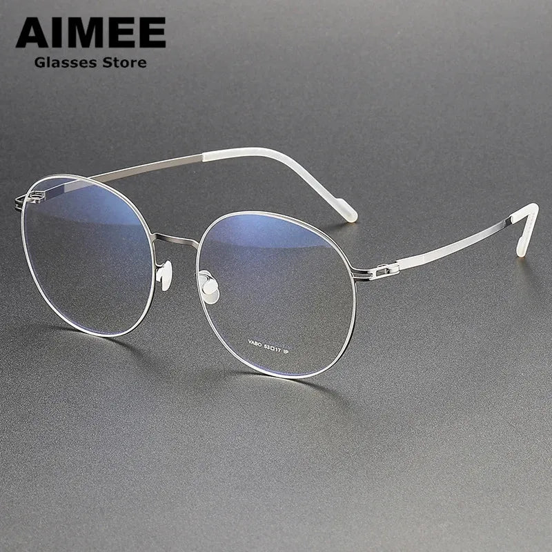 Aimee Women's Full Rim Round Screwless Stainless Steel Eyeglasses Frame 19136 - Lightweight & Durable Glasses for Work, Reading & Fashion