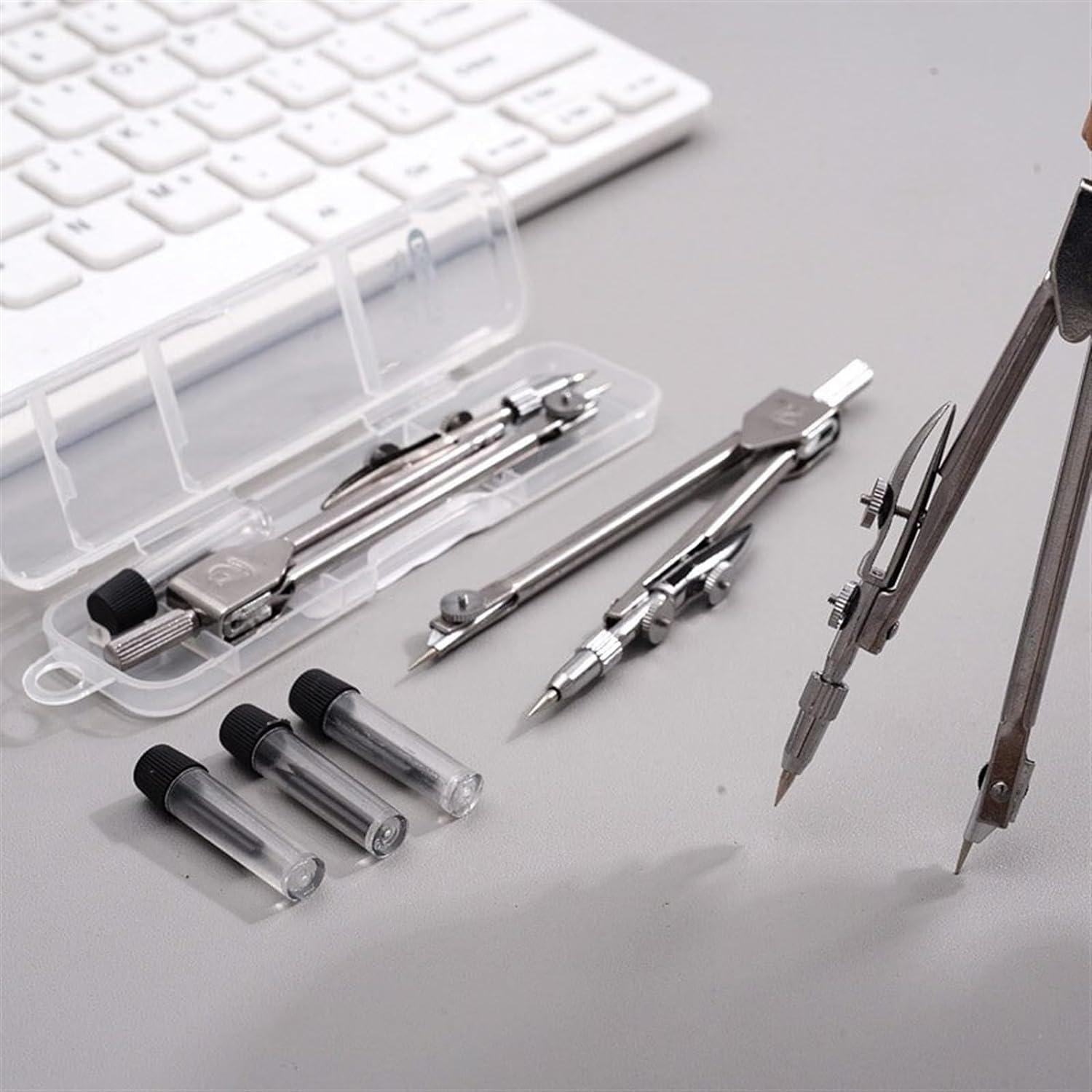 Professional Math Compass Geometry Set with 2 Refill Leads & Durable Storage Case - Precision Drafting Tools for Students, Engineers, Architects - Perfect for Classroom, Technical Drawing & Engineering Design