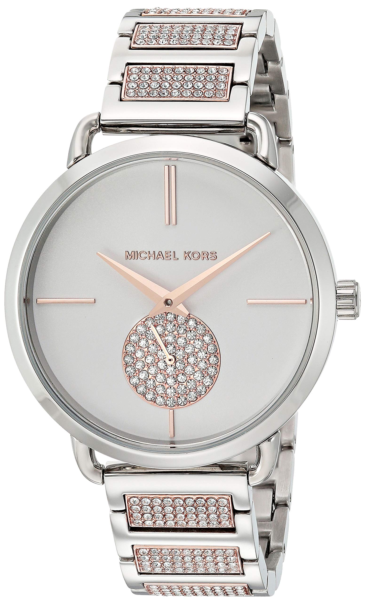 Michael Kors Women's Portia Watch - Stainless Steel Quartz Watch with Three-Hand Movement & Subdial | Luxury Fashion Watch for Women, Perfect for Office, Party & Everyday Wear