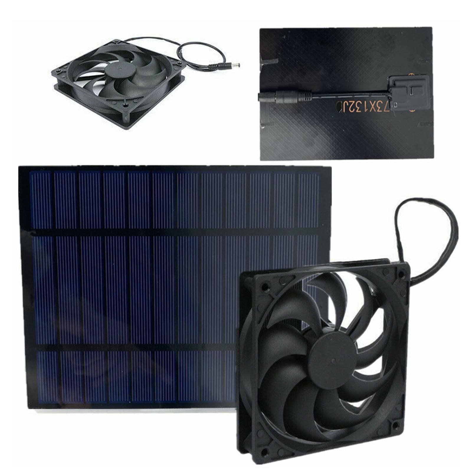 50W 12V Solar Panel Powered Fan - 6 Inch Mini Solar Ventilator for Dog House, Chicken Coop, Greenhouse, RV & Car - Portable Solar Exhaust Fan & Charger - Perfect for Outdoor Cooling & Ventilation