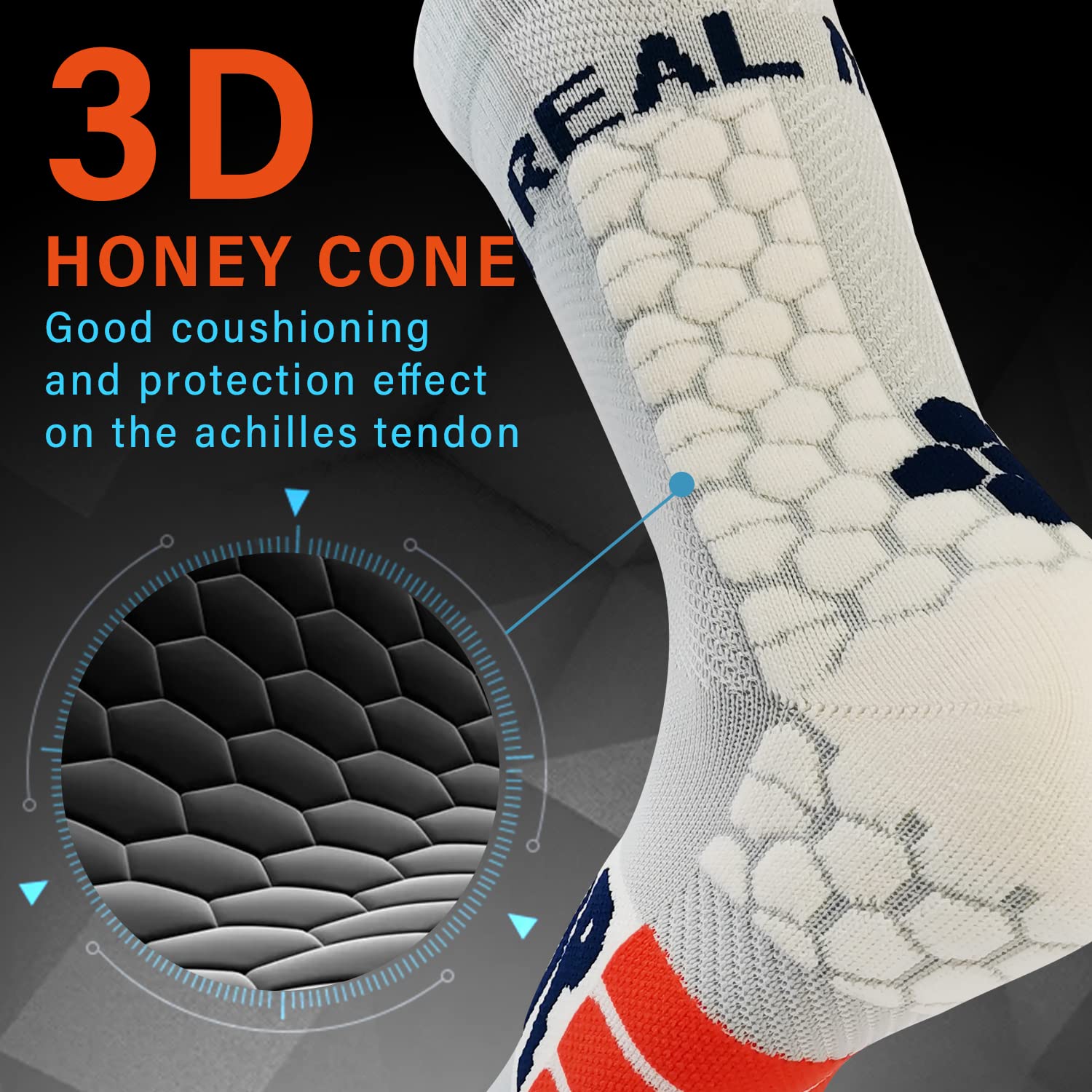 YACCA Men's Compression Running Crew Socks - Cushioned Athletic Sports Socks for Jogging, Gym & Marathon - Moisture Wicking & Arch Support Performance Socks for Workout & Daily Wear