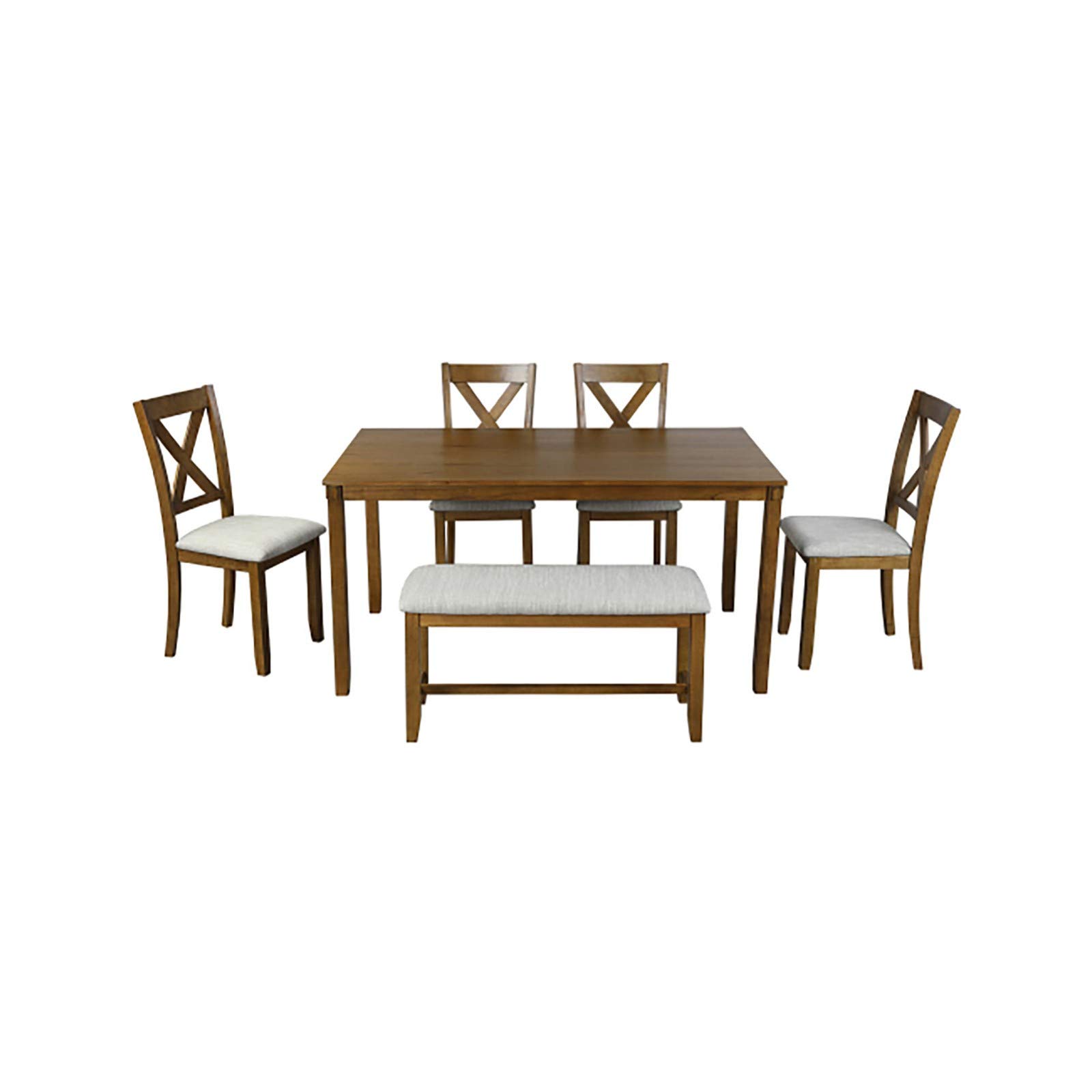 6-Piece Wooden Rectangular Kitchen Dining Table and Chairs Set in Brown - Perfect for Small Spaces, Breakfast Nooks & Family Meals