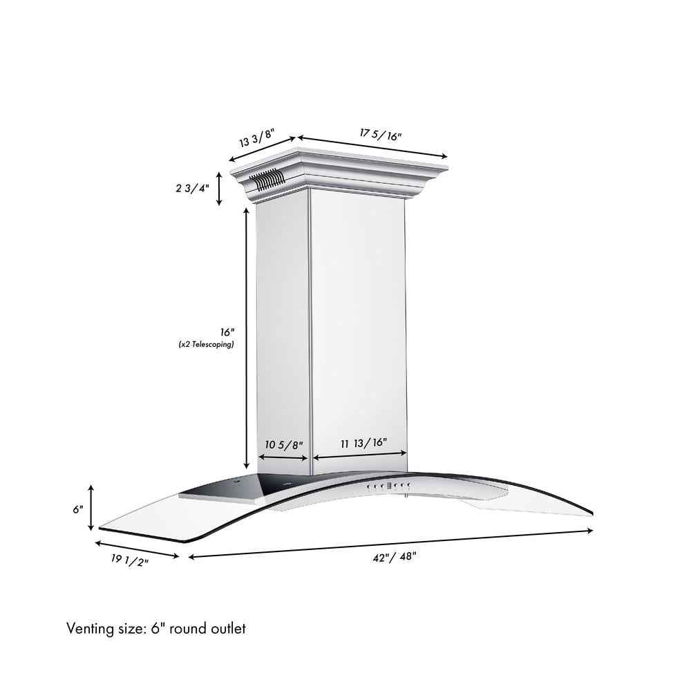 ZLINE KN4CRN BT Stainless Steel Wall Mount Range Hood with Ducted Ventilation & Built-in CrownSound Bluetooth Speakers - Perfect for Modern Kitchens & Open-Concept Living Spaces