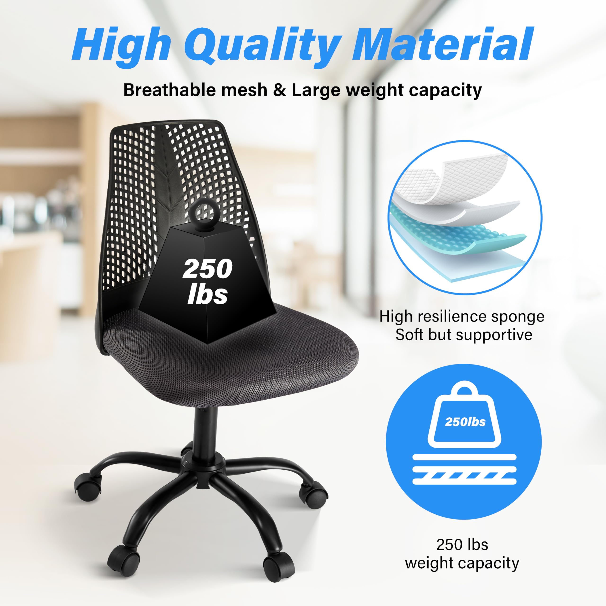YSSOA Ergonomic Office & Gaming Chair with Lumbar Support, 360° Swivel, Adjustable Height & Heavy-Duty Metal Base - Black & Gray - Perfect for Home Office, PC Gaming & Workstation Setup