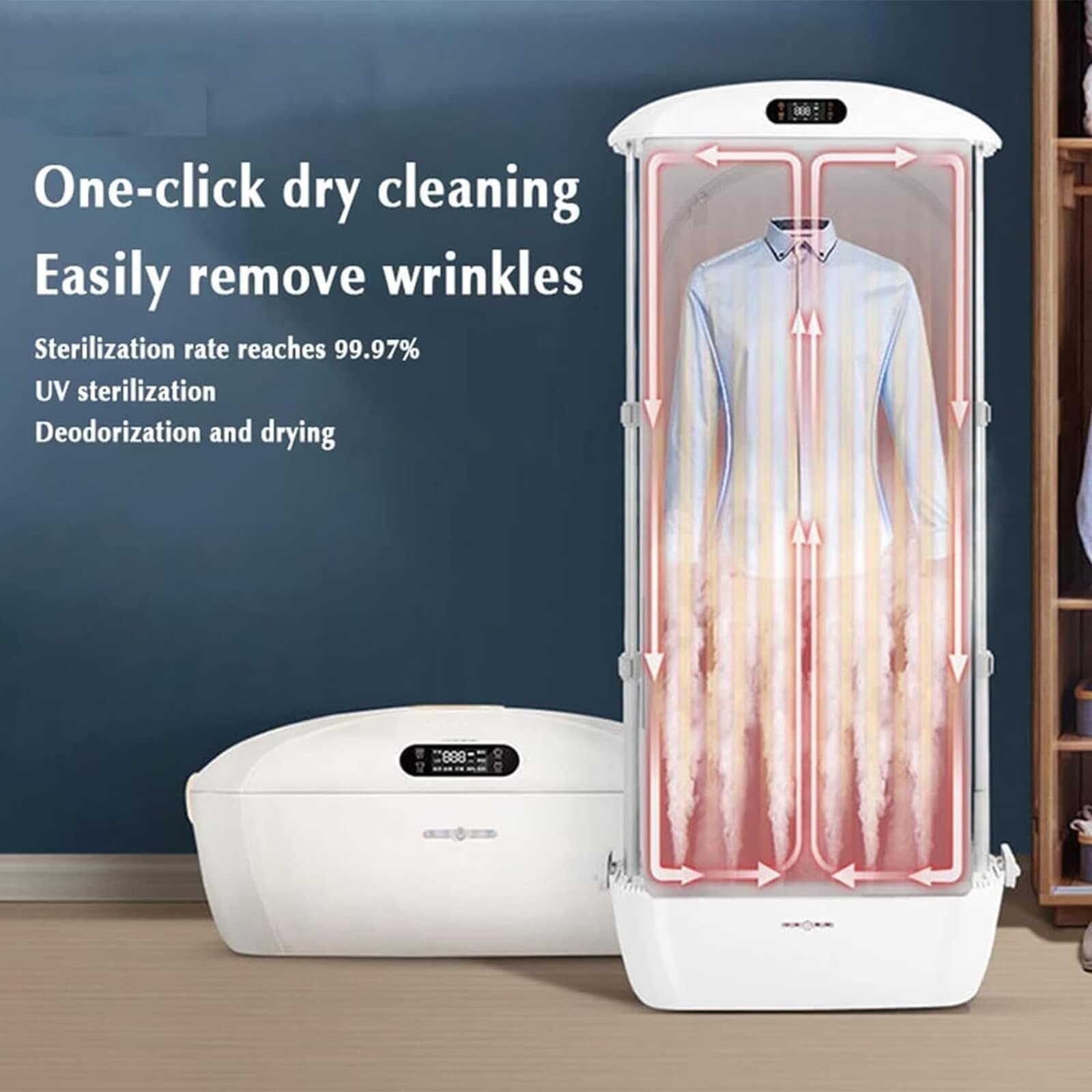 Portable Electric Clothes Dryer & Automatic Ironing Machine - Smart Steam Drying & Wrinkle Removal with Remote Control - Foldable Design for Home, Travel & Small Spaces