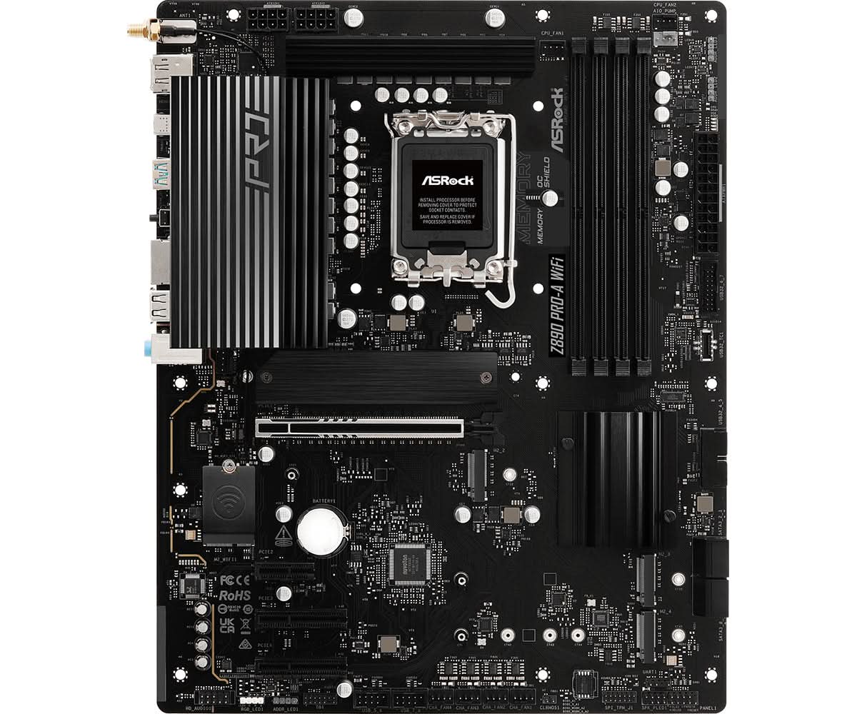 ASRock Z890 Pro A WiFi ATX Motherboard - Intel Z890 LGA 1851 (Socket V1) with Dual Band WiFi 6, PCIe 5.0, DDR5 Support - Perfect for Gaming PC Builds, Content Creation & High Performance Workstations