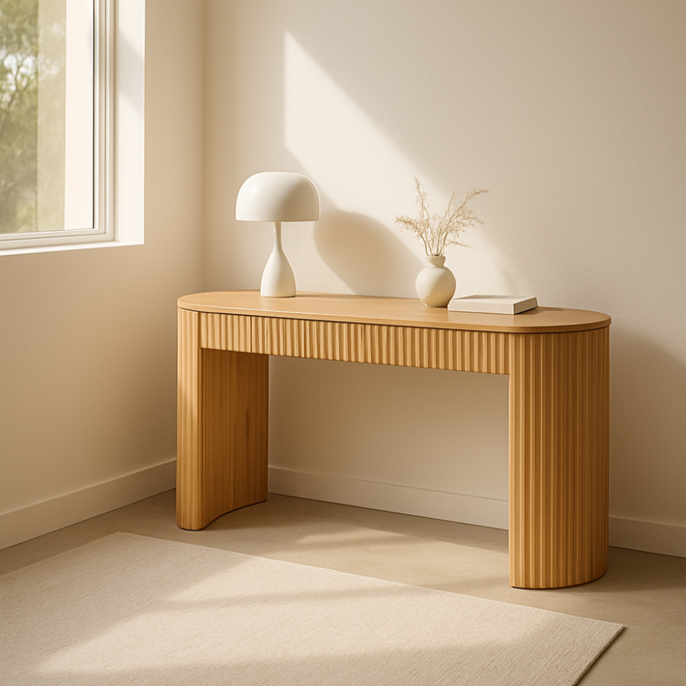 KELYN 140cm Natural Wood Console Table - Entryway Sofa Table, Hallway Accent Table for Home Decor