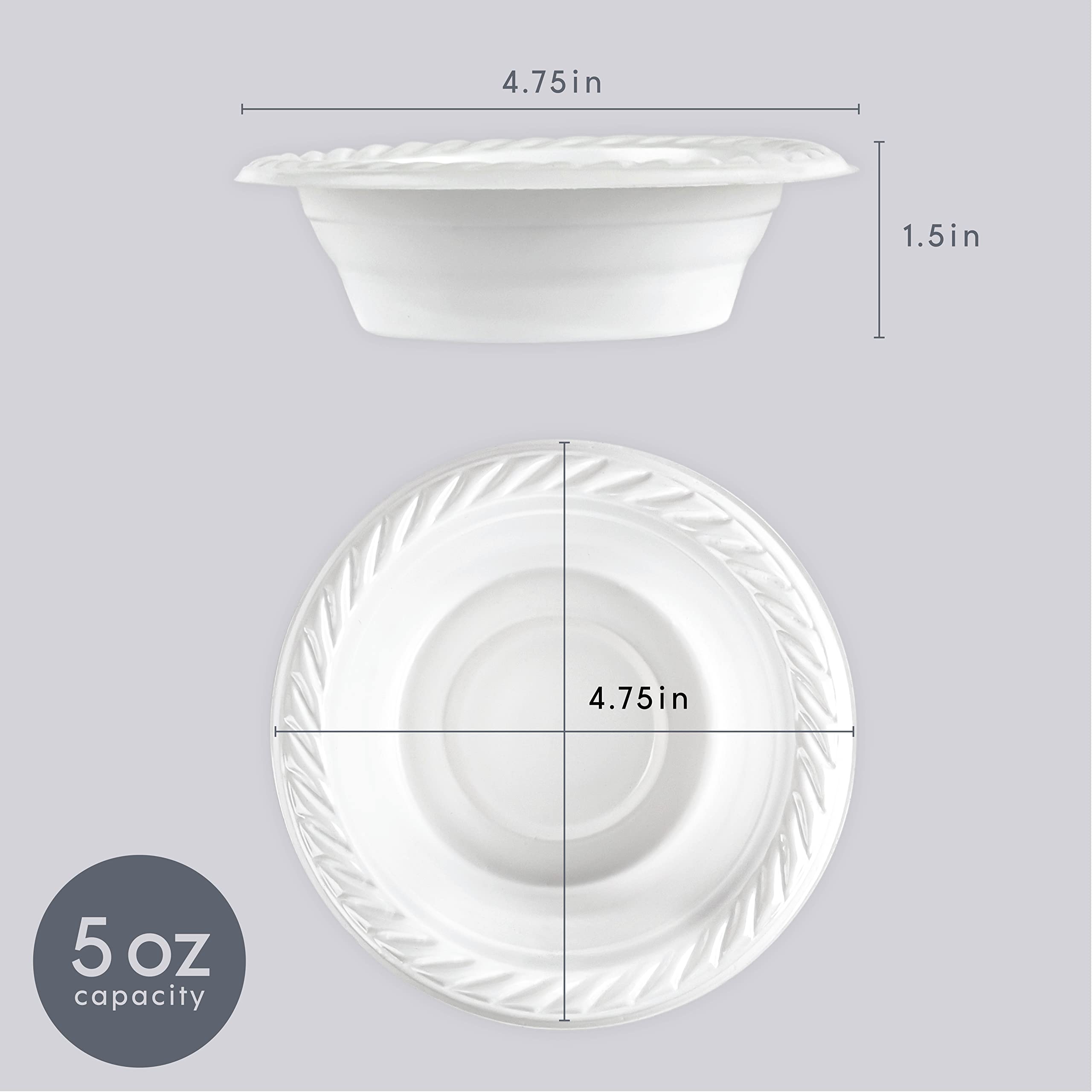 Plasticpro 5 oz Round Plastic Dessert Bowls - Microwave Safe & Disposable White Dinnerware (400 Pack) - Perfect for Parties, Picnics & Catering Events