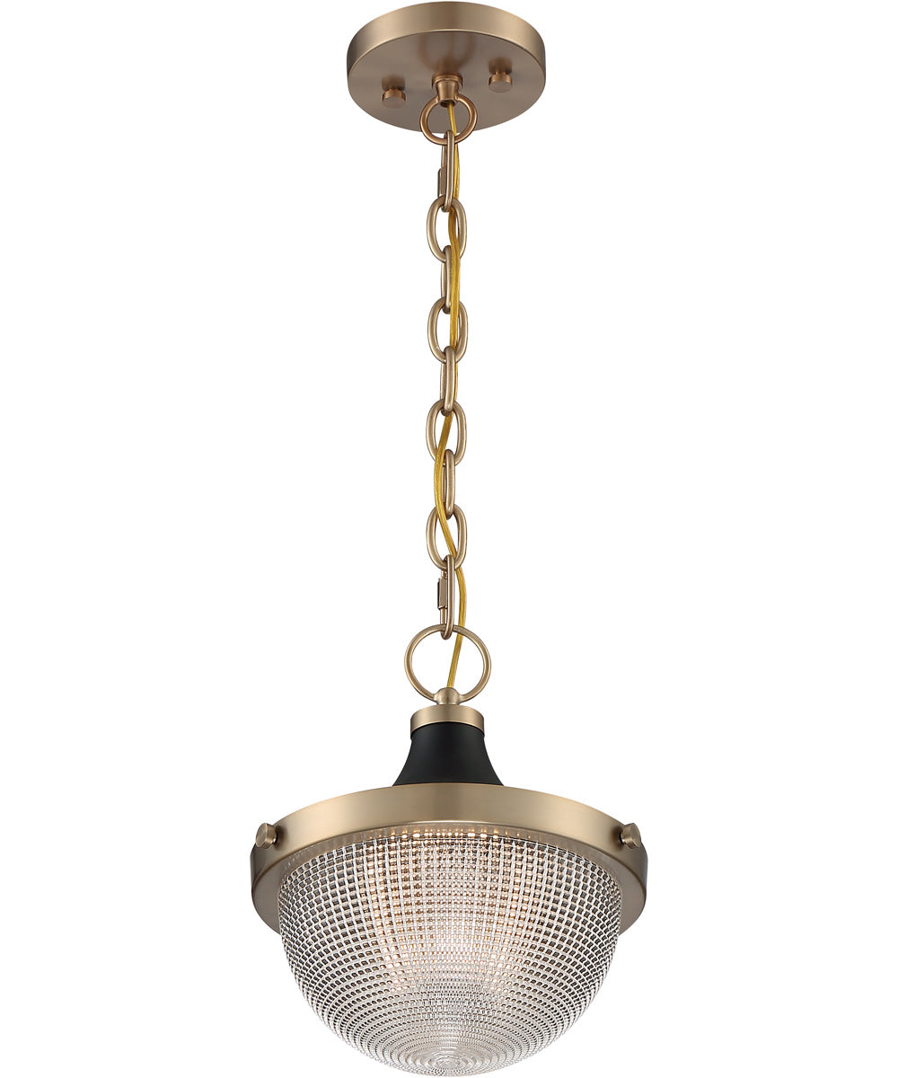 10W Faro 1 Light Pendant Light Fixture in Burnished Brass with Black Accents - Perfect for Kitchen Island, Dining Room, or Entryway Lighting