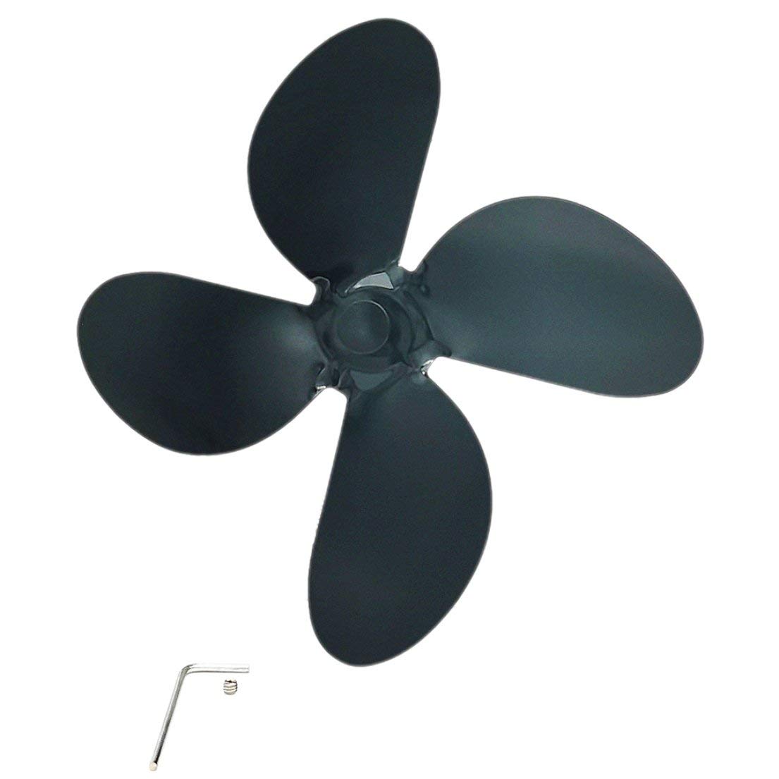 High-Quality Thickened Aluminum Alloy Fireplace Fan Blades - 4-Blade Black Solid Design for Efficient Heat Distribution | Perfect for Wood Stoves, Fireplace Inserts & Home Heating Systems