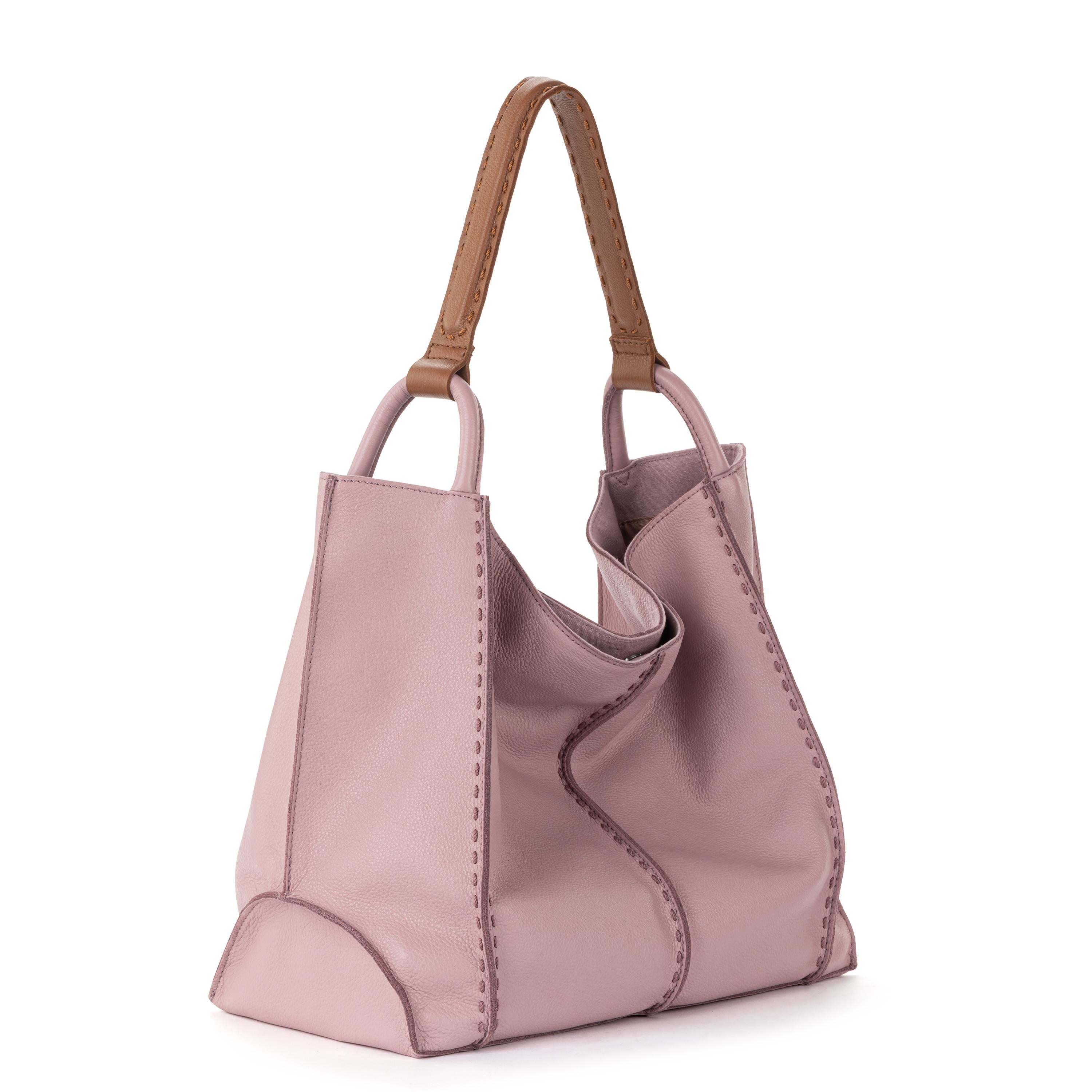 Los Feliz Large Leather Tote Bag in Rosewood - Stylish & Spacious for Work, Travel & Everyday Use