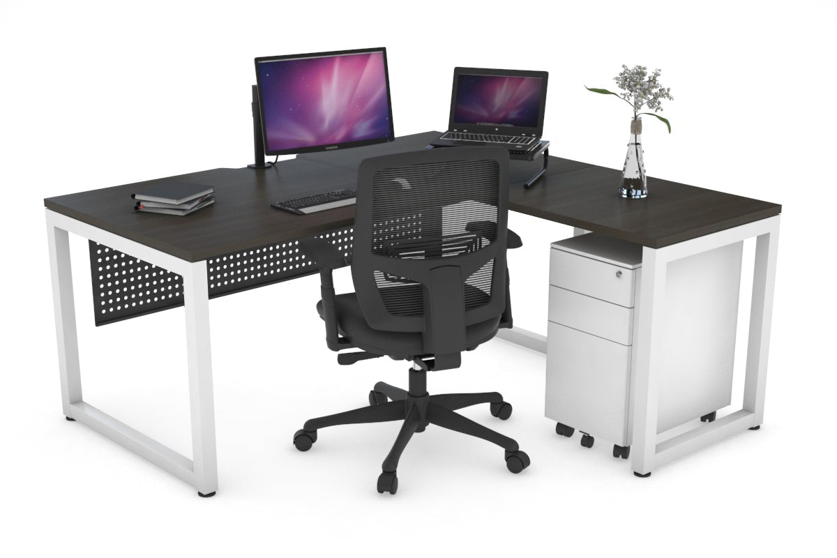 L-Shaped Corner Office Desk with Quadro Loop Legs - 1800L x 1800W, Cable Management Scallop - Perfect for Home Office, Gaming Setup & Workspace Organization