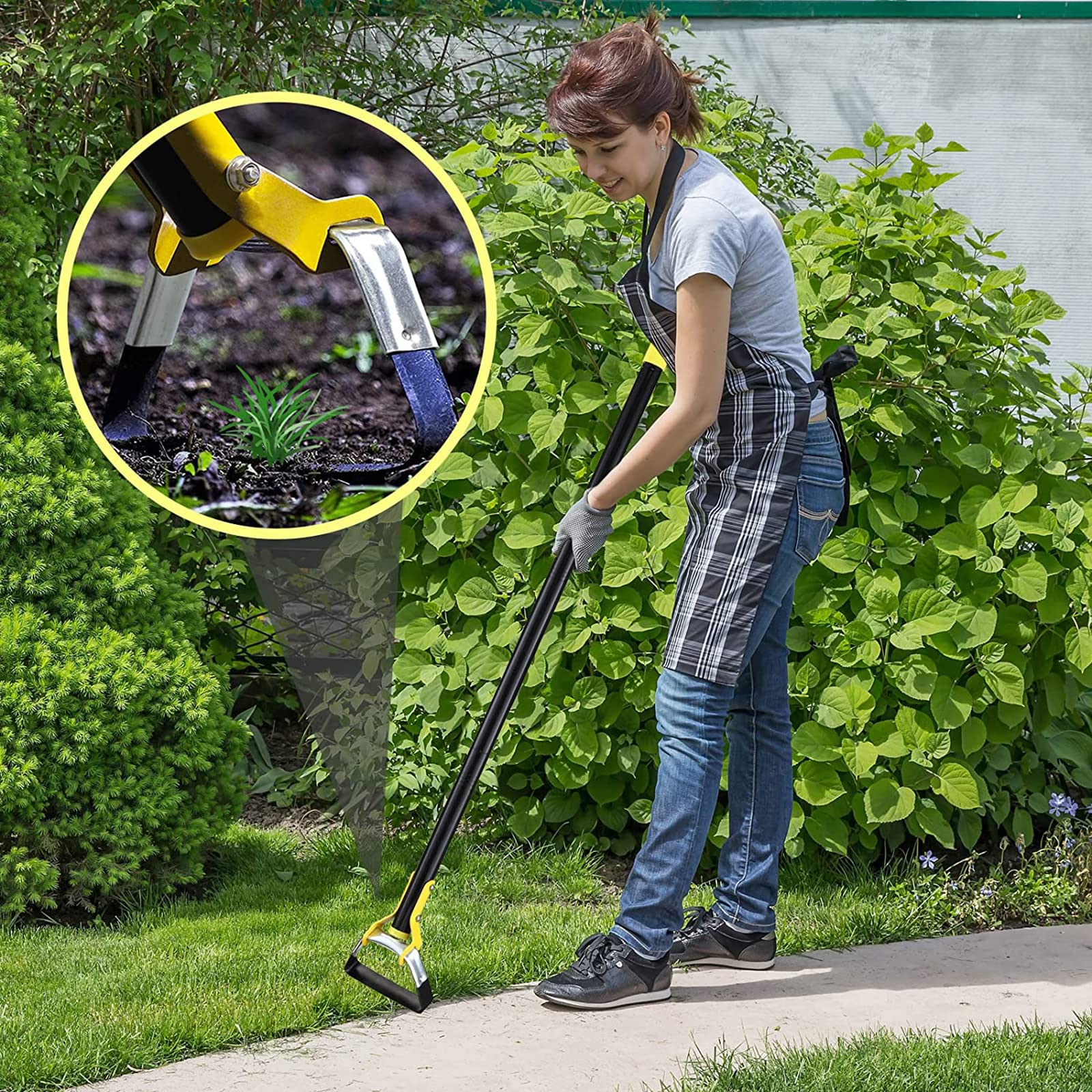 JinKeHong Adjustable Long Handle Stainless Steel Weeding Hoe - 5.8