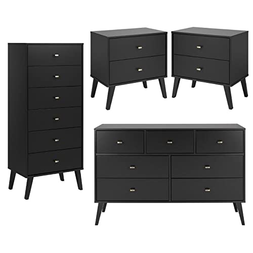 Home Square 4-Piece Bedroom Furniture Set with 2 Nightstands, 7-Drawer Dresser & 4-Drawer Chest - Complete Bedroom Storage Solution for Master & Guest Rooms