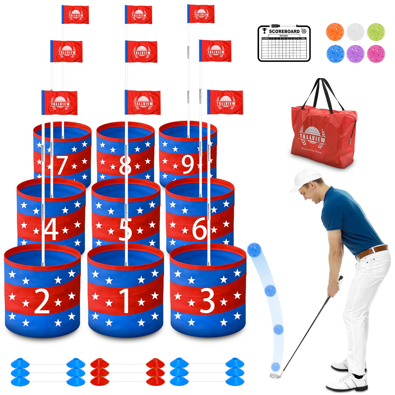 Portable 9-Hole Golf Set for Adults - Backyard & Beach Golf Game with Balls & Flags | Perfect for Outdoor Parties, Picnics, and Family Fun