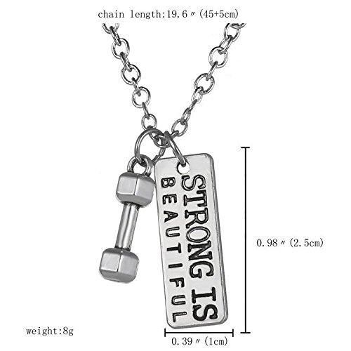 Stylesilove Unisex Antique Silver Weightlifting Charm Pendant Necklace for Gym, Fitness & Sports Enthusiasts - Perfect Workout Accessory