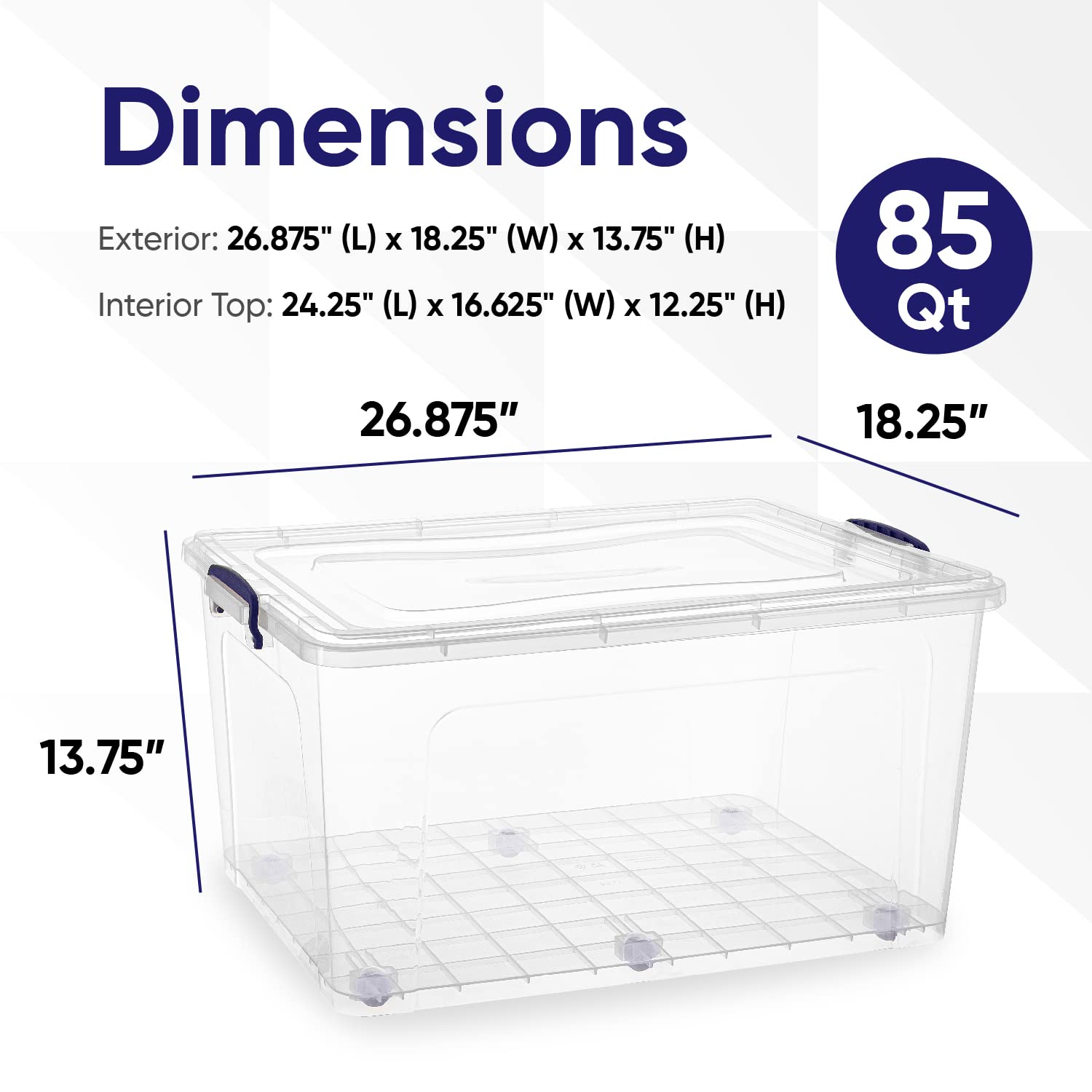 Superio Clear Plastic Storage Bins with Lids - 6 Pack 85 Qt Wheeled Stackable Organizer Containers - BPA Free, Non-Toxic, Odorless for Home, Office, Dorm - Perfect for Closet Organization, Garage Storage & Moving Supplies