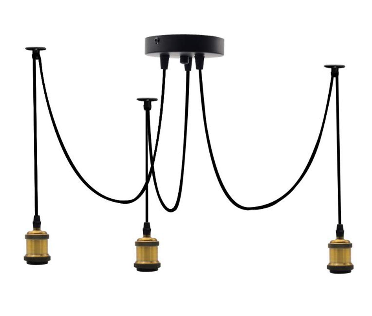 EmyTock Industrial 3-Way Pendant Light Fixture - Adjustable 100cm Wires, Bronze Finish - Perfect for Kitchen Island, Dining Room, Living Room & Loft Bar Lighting