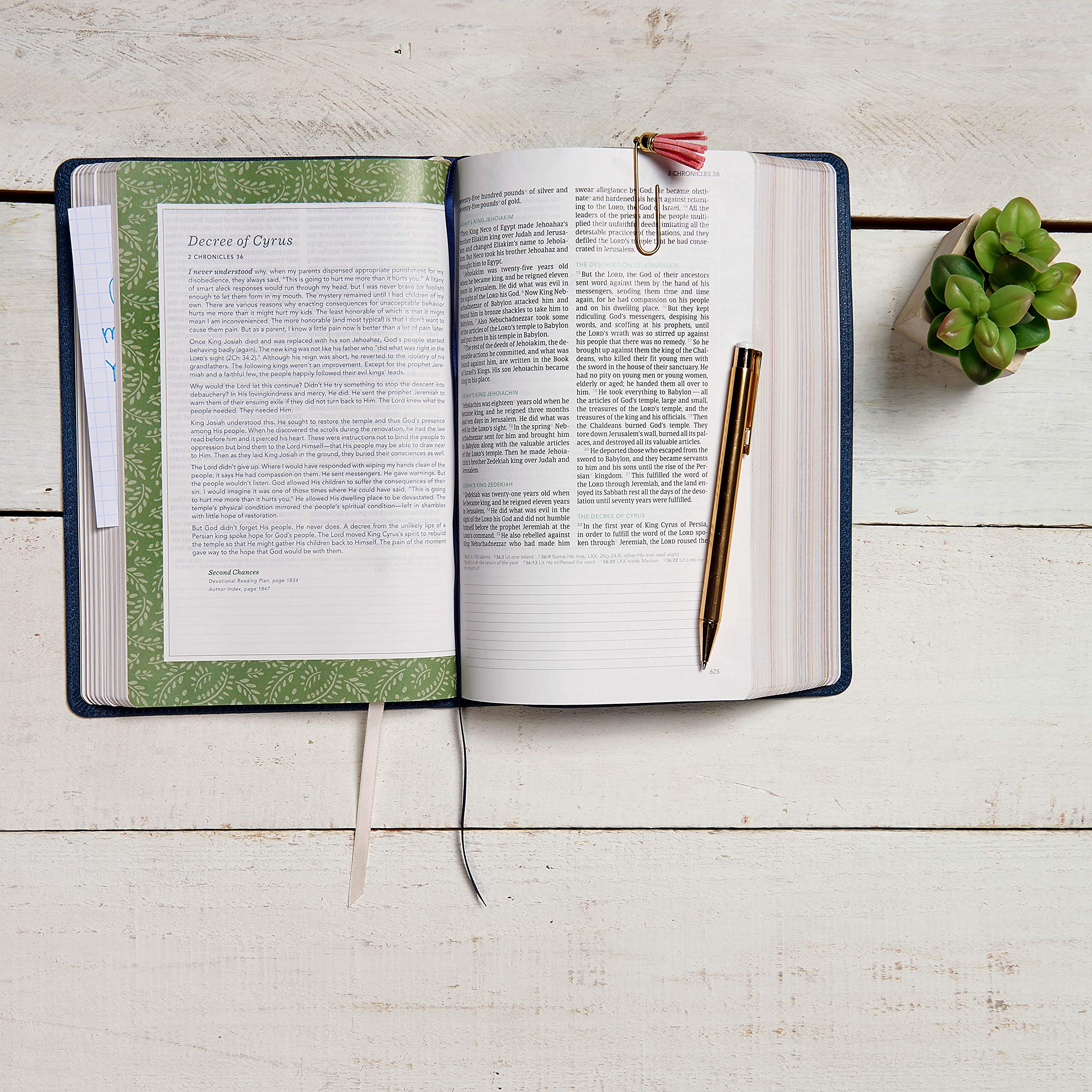 CSB Devotional Bible - Navy Genuine Leather, Devotionals & Journaling for Daily Bible Study