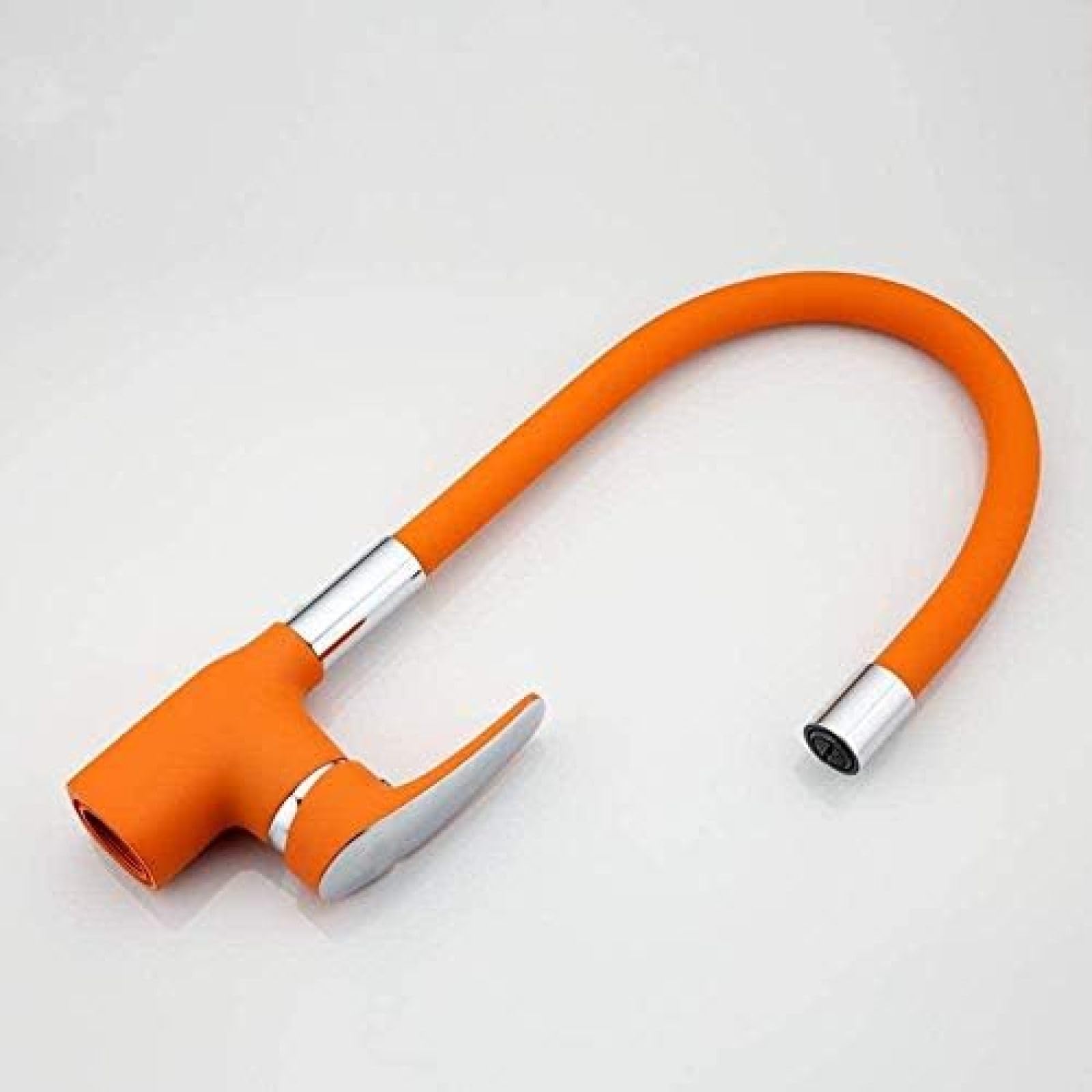 CRJUS 360° Rotating Orange Silicone Kitchen Faucet - Hot & Cold Water Mixer Tap with Flexible Spout for Modern Sink (Ideal for Washing Dishes, Filling Pots & Cleaning Vegetables)