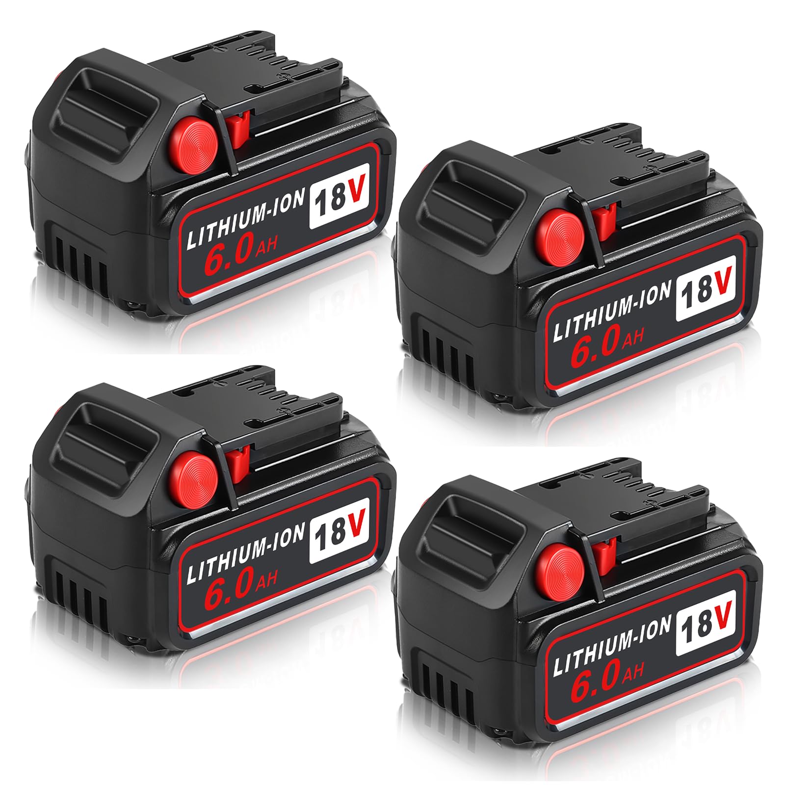6.0Ah Replacement Battery for Milwaukee M18 Power Tools (4-Pack) - Compatible with Drills, Saws, Grinders & More - Long-Lasting Power for DIY & Professional Use