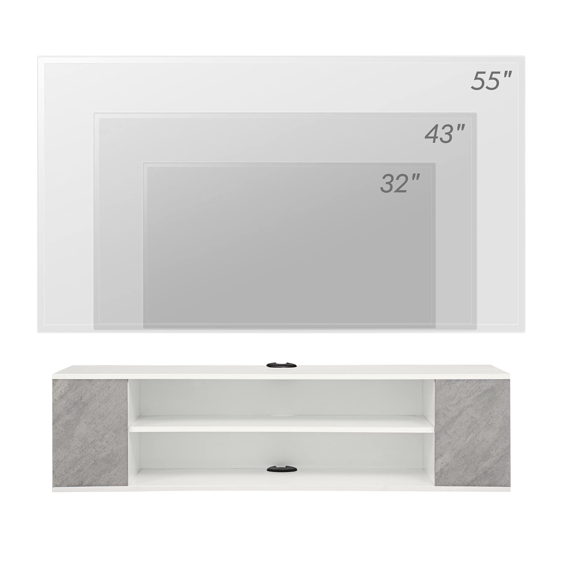 **WAMPAT 39 Inch Floating TV Stand - Wall Mounted Entertainment Center with Storage Shelf, Media Console Cabinet for Living Room, Bedroom - Space Saving Grey Design**