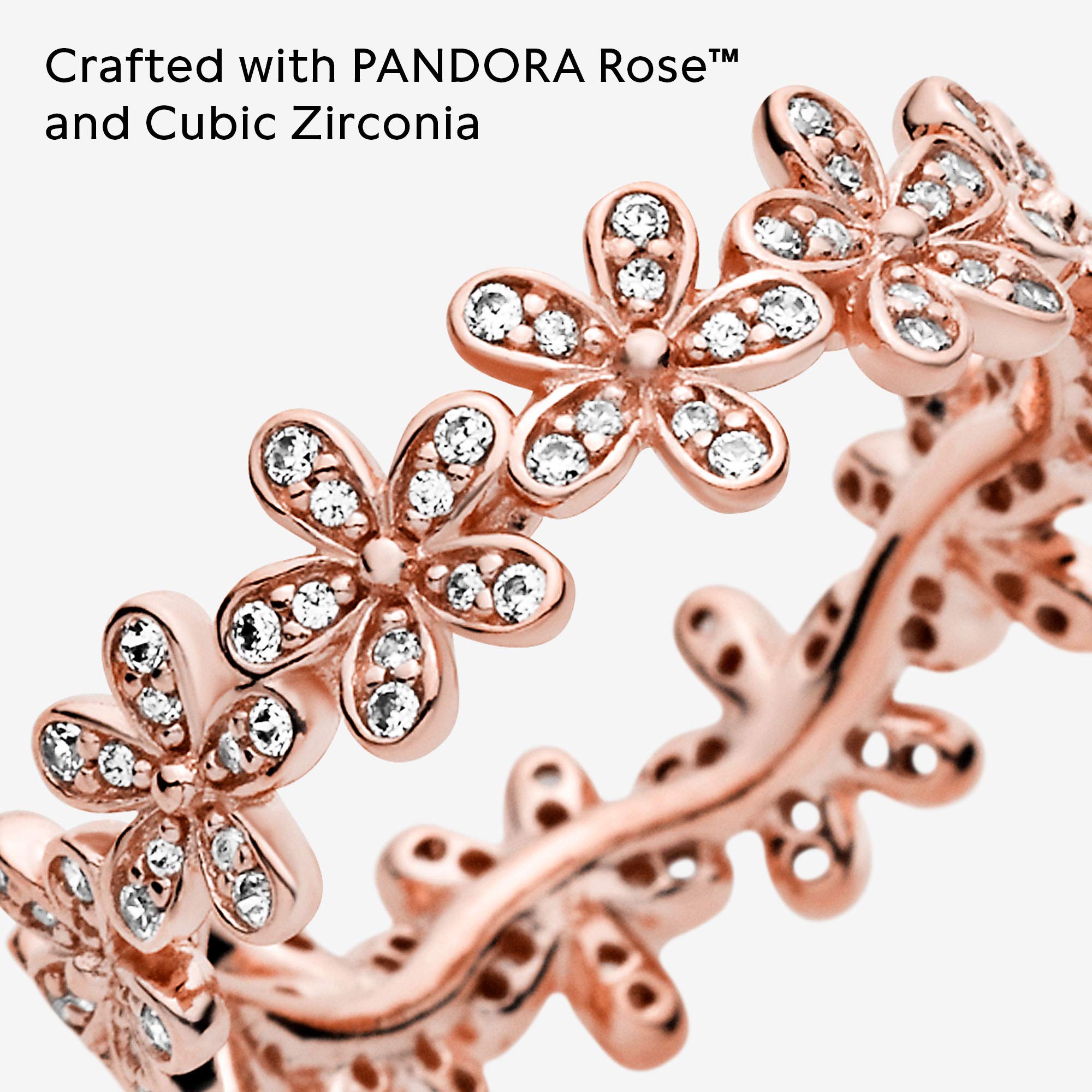 PANDORA Daisy Flower Ring for Women - 14k Rose Gold-Plated Cubic Zirconia Ring - Elegant Gift for Her - Perfect for Weddings, Anniversaries & Special Occasions